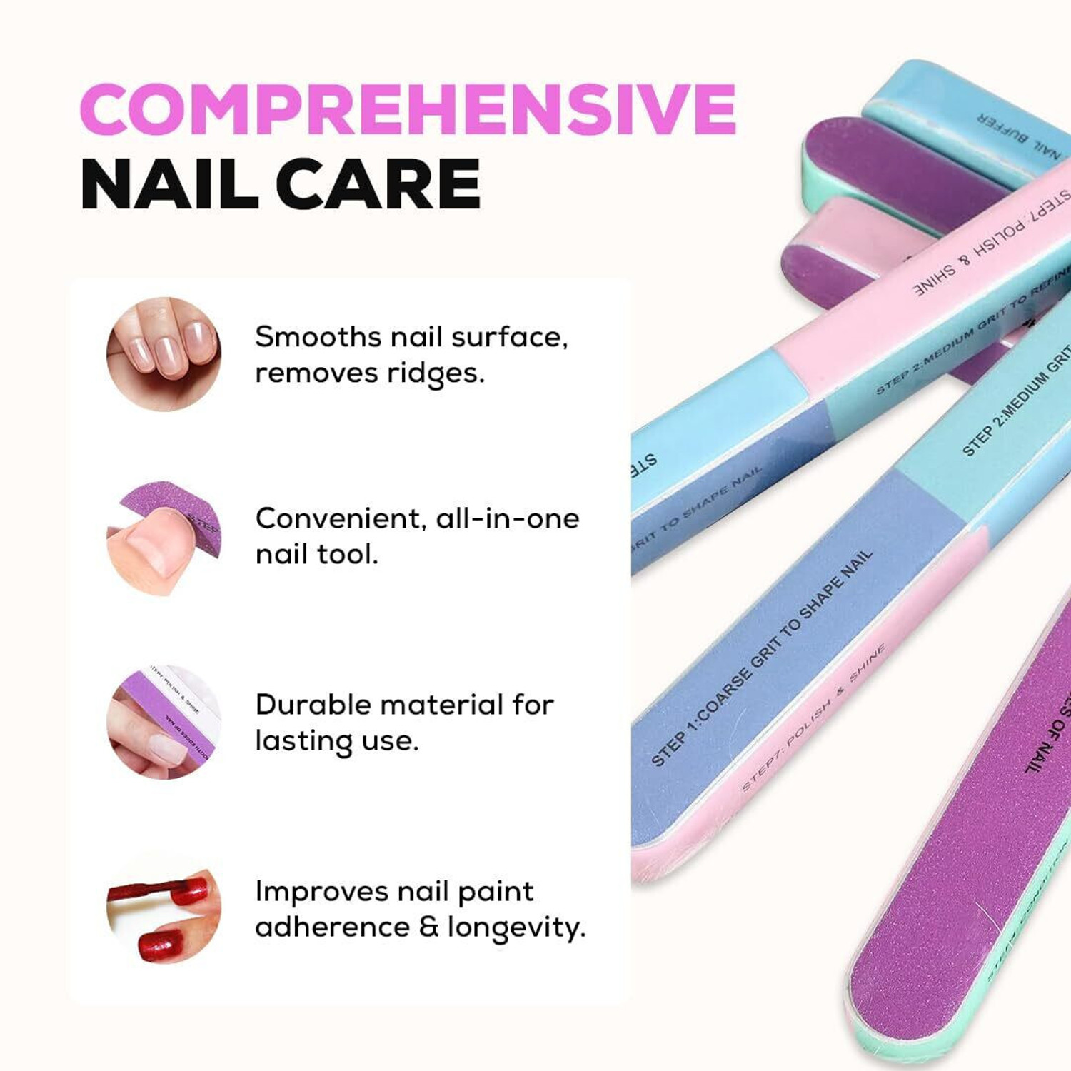 Image of Bikauaa 7-Sided Nail Buffer /Shiner /Filer for Manicure (Set of 2)
