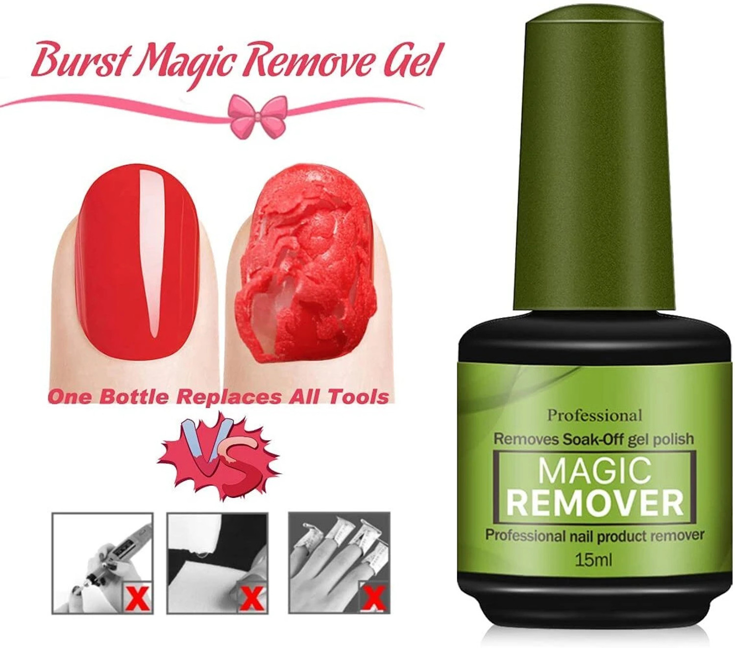 Image of EZELFLOW BEAUTY Magic Remover Gel Nail Polish Remover Within 2-3 Mins Soak off Remover Tools