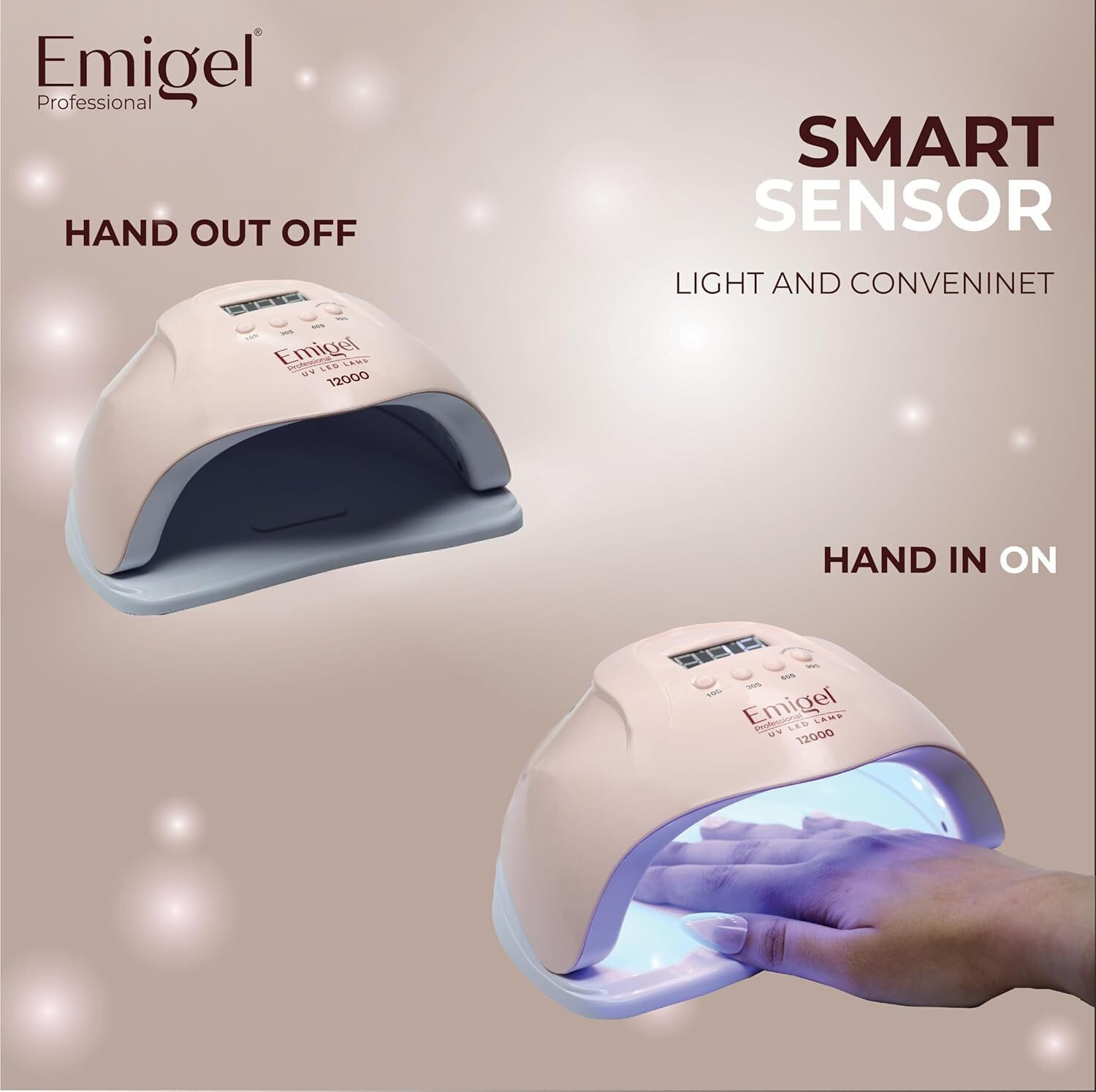 Image of Emigel Professional UV LED 120W Nail Lamp |Nail Polish Curing Lamp |4 Timer Setting Sensor Nail Polish Dryer