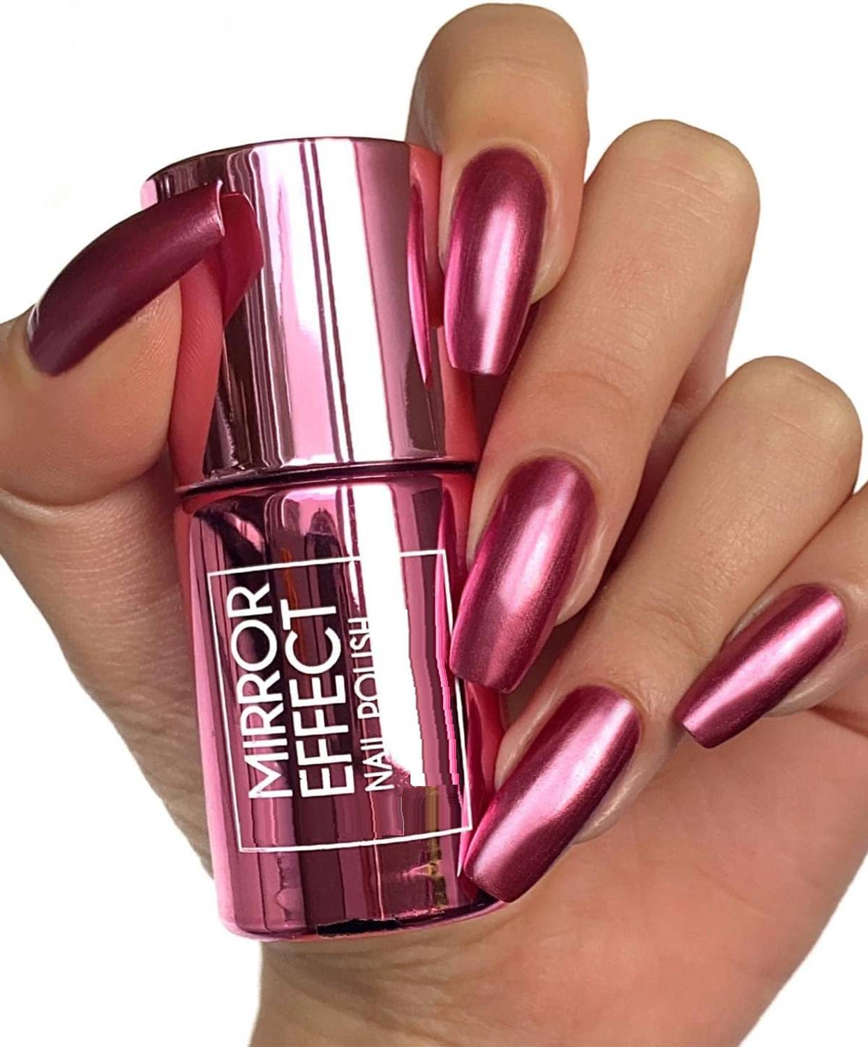 ADJD Magic Mirror Pink Effect Chrome Nail Art Polish Metallic Pink