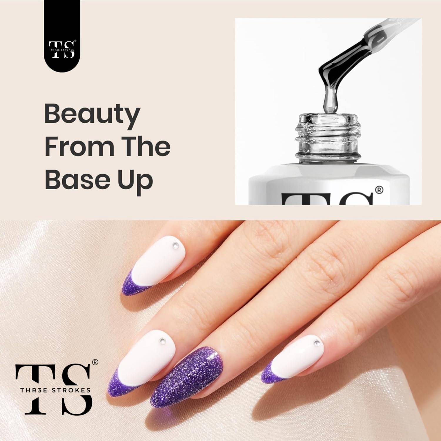 THR3E STROKES Gel Base Coat Soak Off UV Gel Nail Polish Long