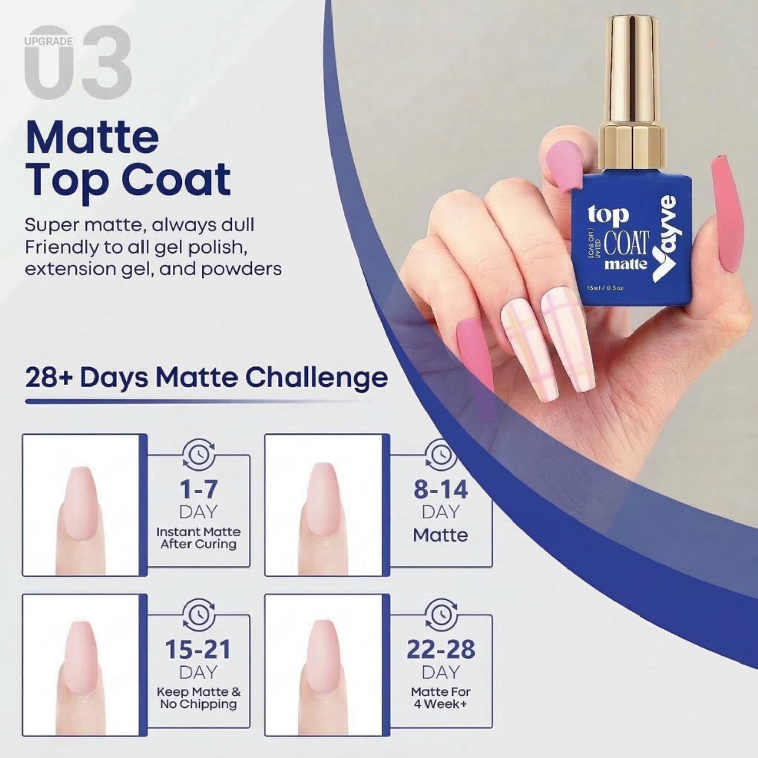 Vayve Matte Top Coat and Base Coat Gel Nail Polish Set, Soak Off
