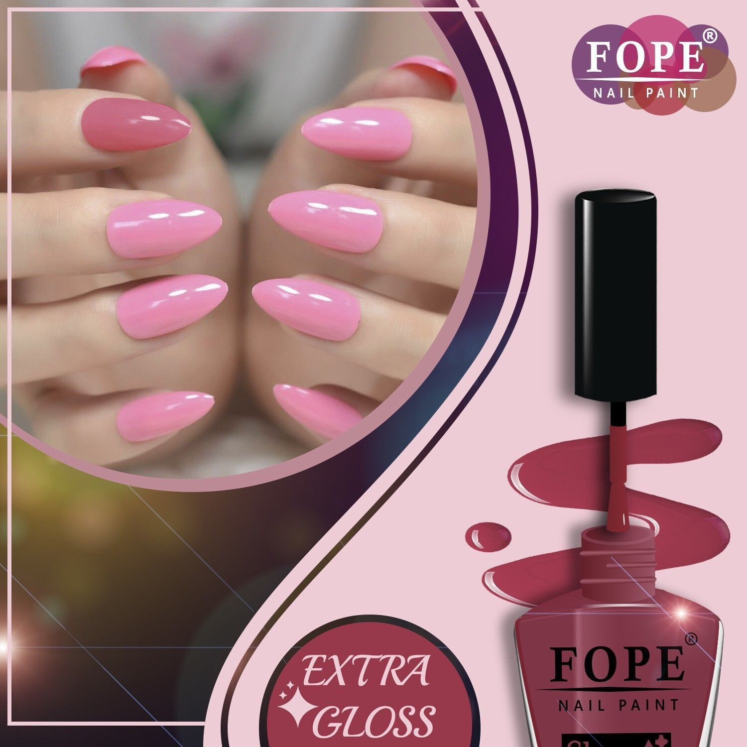 Image of FOPE High Pigment Shine Like Stars Nail Polish Set 6ml each Awesome Nail Paint Colours - Wine, Pink, Yellow, Magenta, Brown, Maroon, Black, Pinkish Nude and Many More Wine, Pink, Yellow, Magenta, Brown, Maroon, Black, Pinkish Nude and Many More