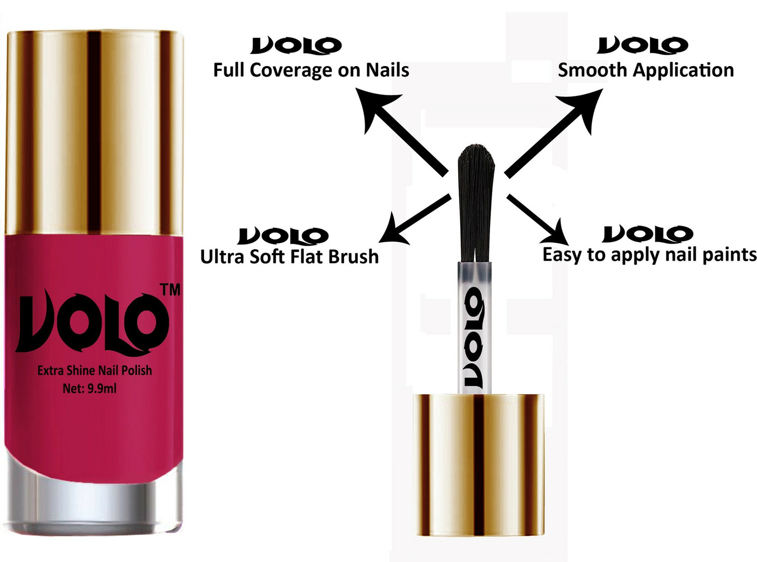 Image of Volo High-Shine Long Lasting Non Toxic Professional Nail Polish Set of 8 Combo-No-42 Light Wine, Red, Coral Compass, Peach Crush, Passion Pink, Light Pink, Light Purple