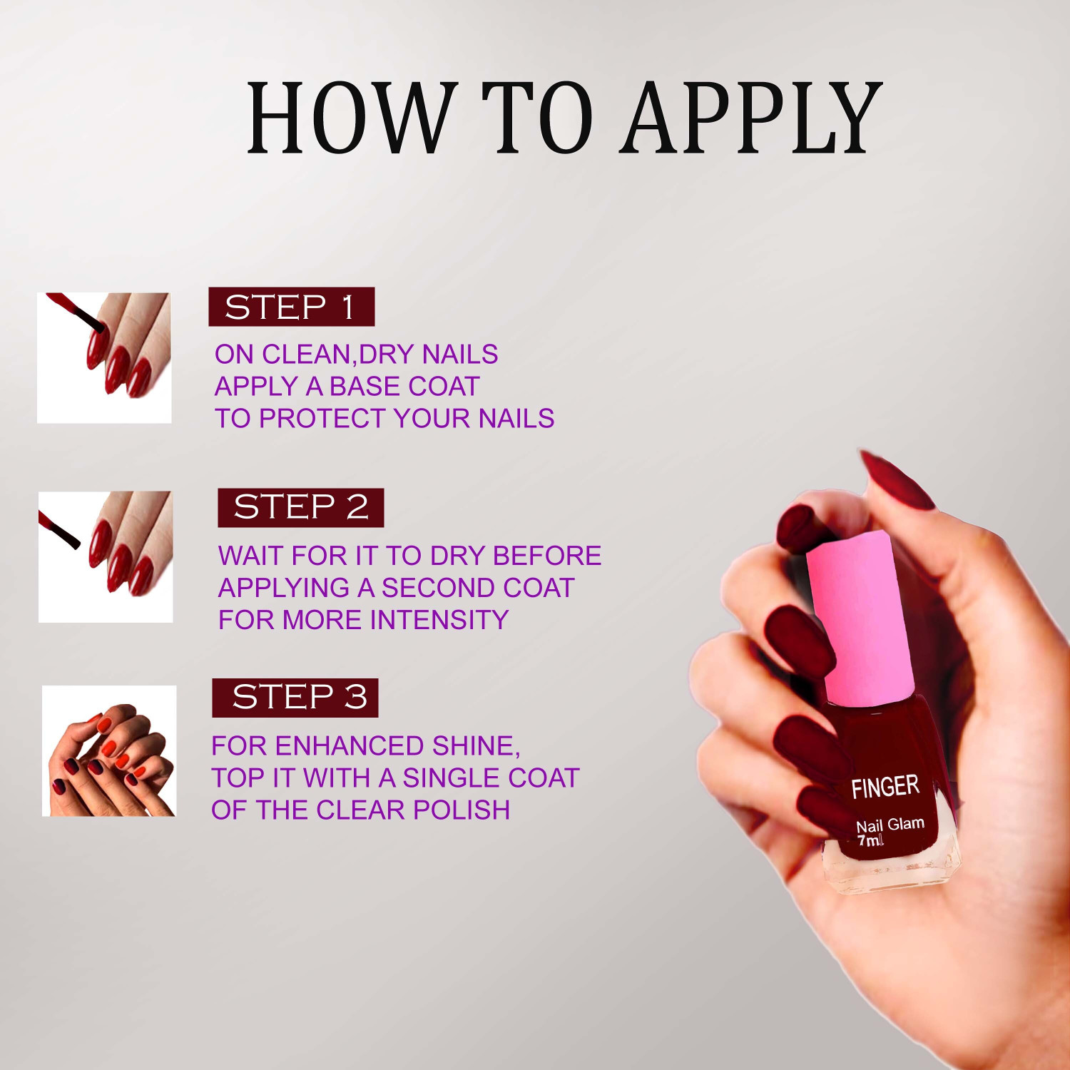 Image of Finger Nail Polish 6 Pcs Multicolor