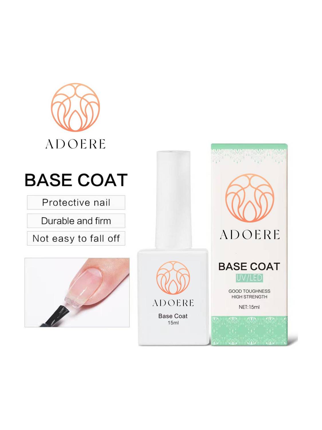 Adoere Nail Polish Protector Base Coat Long Lasting Transparent W. Smooth Glossy Finish BASE COAT