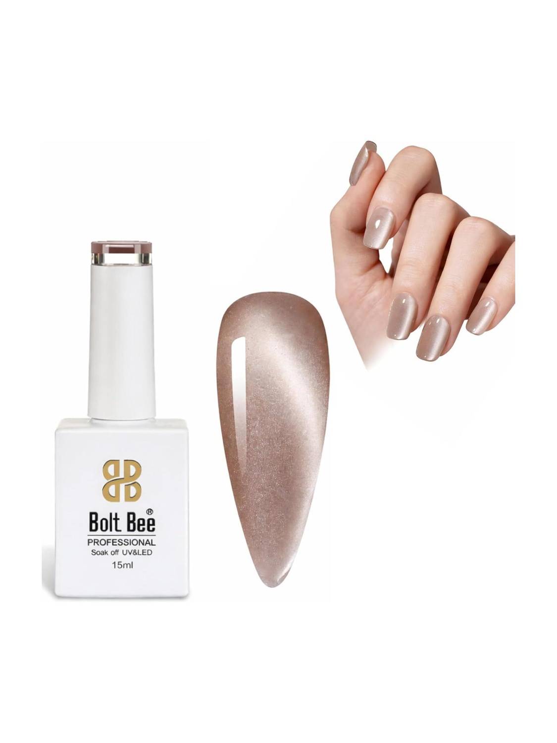 BOLT BEE Silk Cat Eye Brown Gel Nail Polish UV/LED Gel, Long-Lasting, High Shine Brown