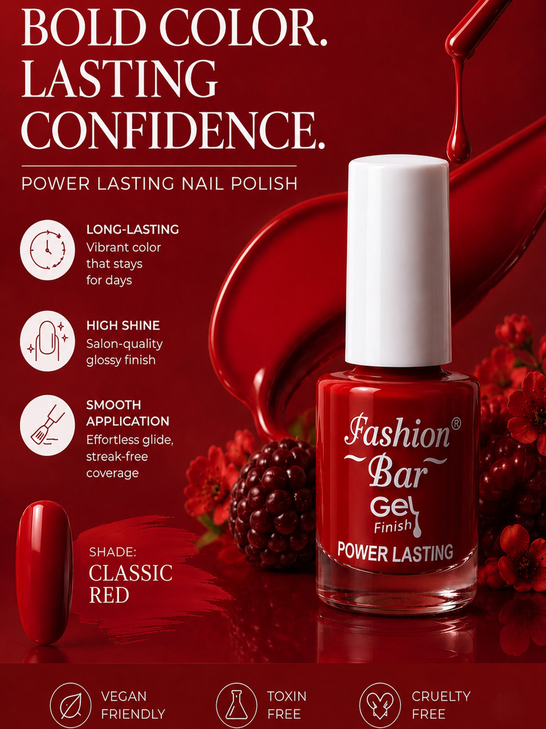 Image of Fashion Bar New Gloss Gel High Shine Nail Polish Pack of 6PC F636 Multicolor (Pack of 6)