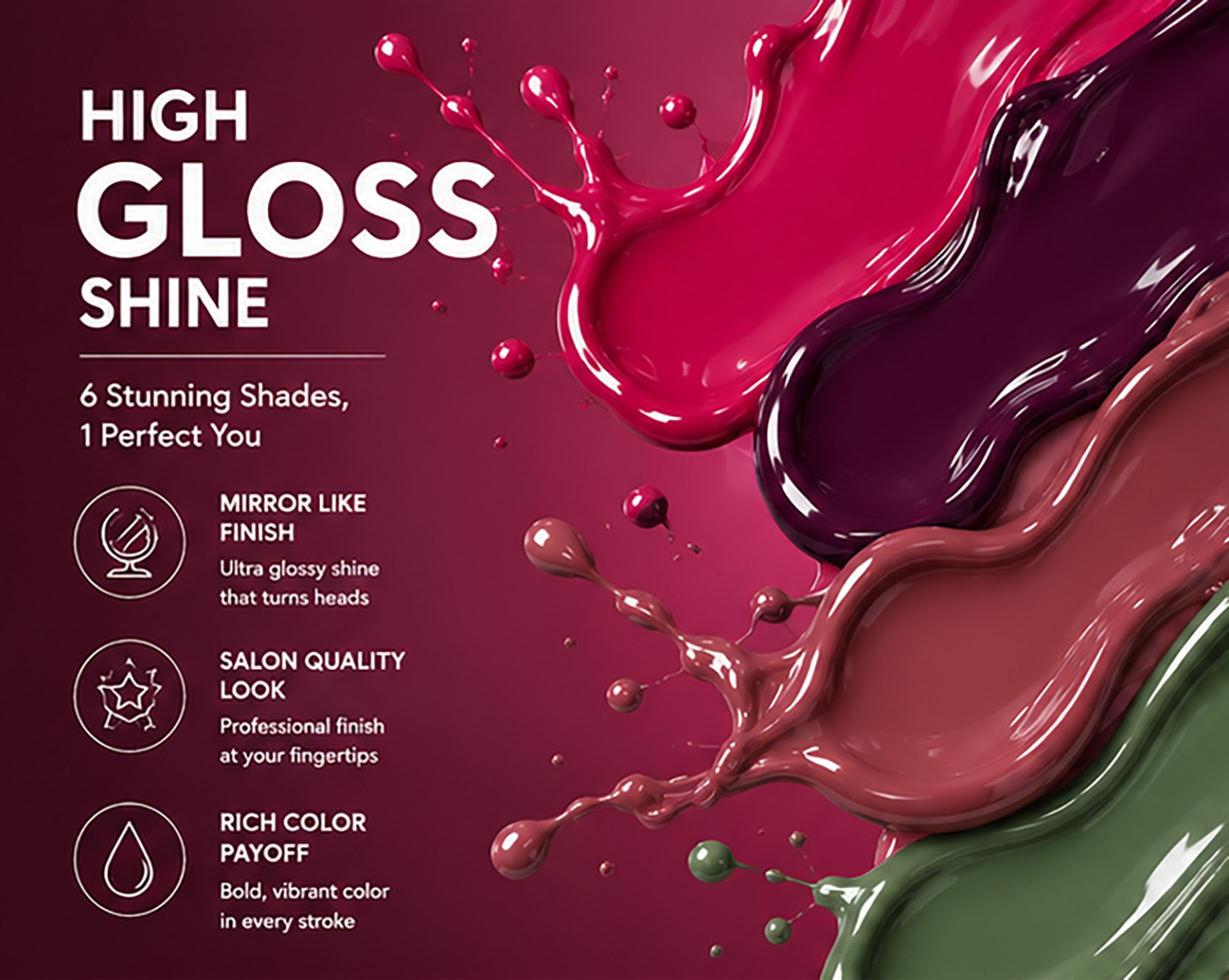 Image of RYUK Dazzling Nail Polish Set: 6-Piece Collection for Eleganc Multicolor