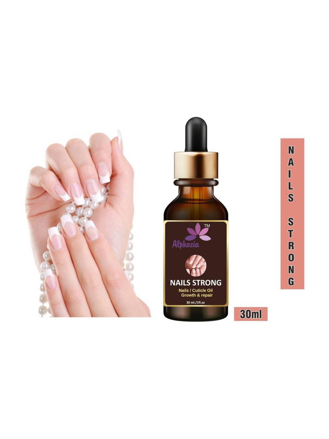 Alphacia 100% Natural Nails Strong Oil For Cuticle Care, Nail Growth & Strength YELLOW Pack of 1 (30ml0 Purple