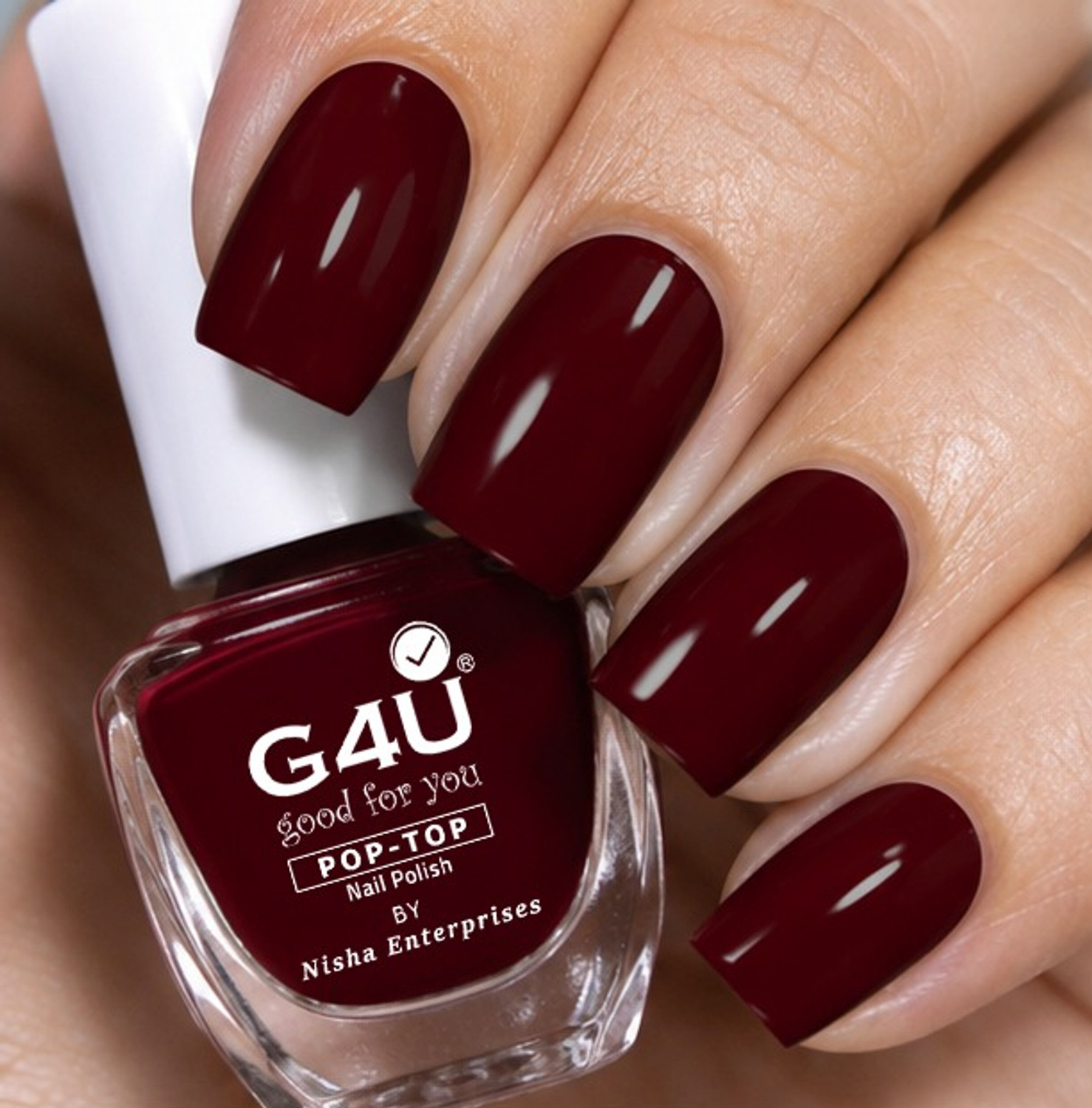 Image of G4U Nail Polish Set 4 Colors Red BroMauve Wine Nail Paints 16-18-19-25 Red, Brown, Wine, Mauve