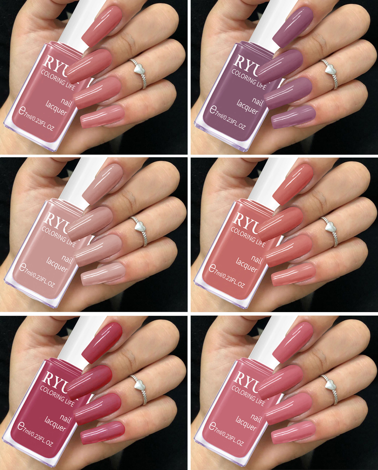 Image of RYUK Lustrous 6-Piece Shine Nail Polish Kit for Dazzling Manicures Set-2 Multicolor