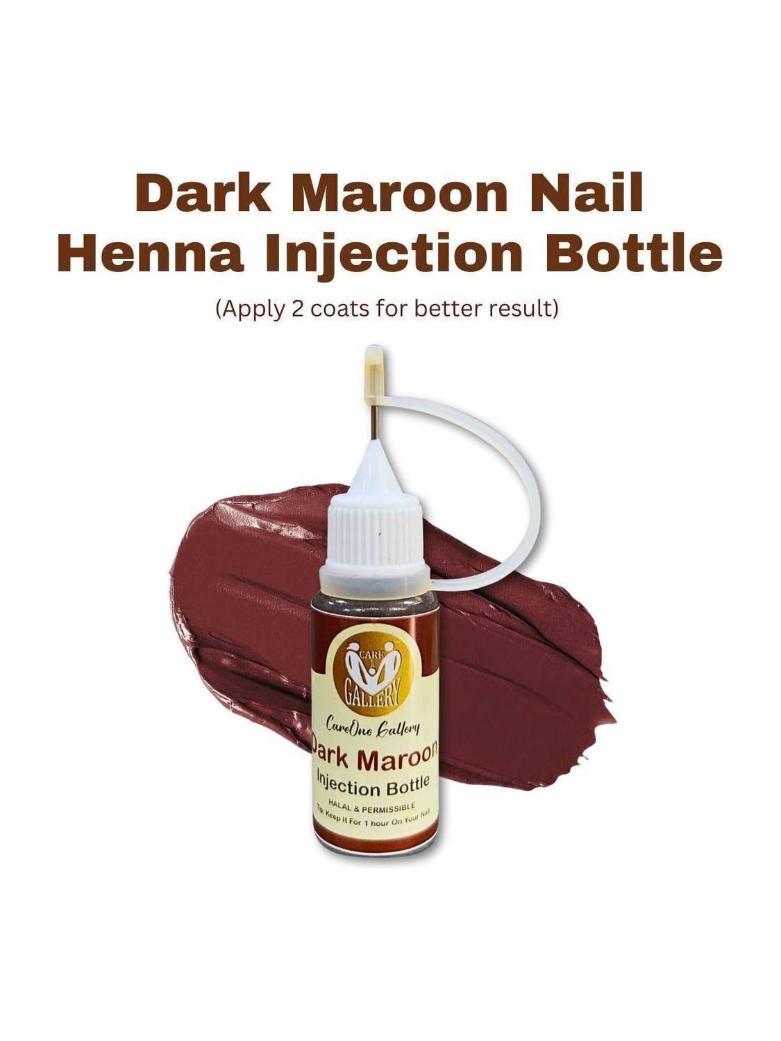 careone gallery Instant Nail Injection Henna Paste Mehendi | Vegan & Halal | Dark Maroon Colour maroon