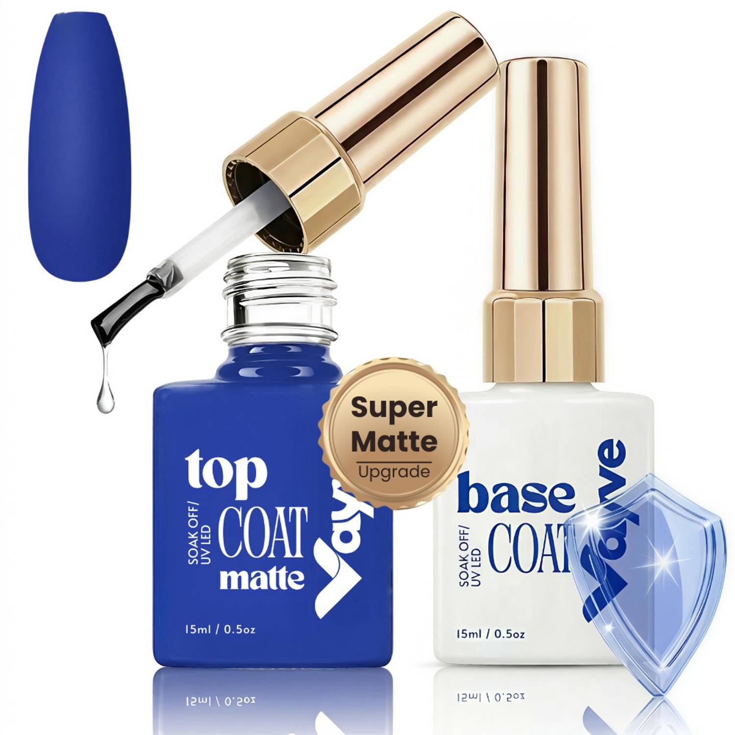 Vayve Matte Top Coat and Base Coat Gel Nail Polish Set, Soak Off
