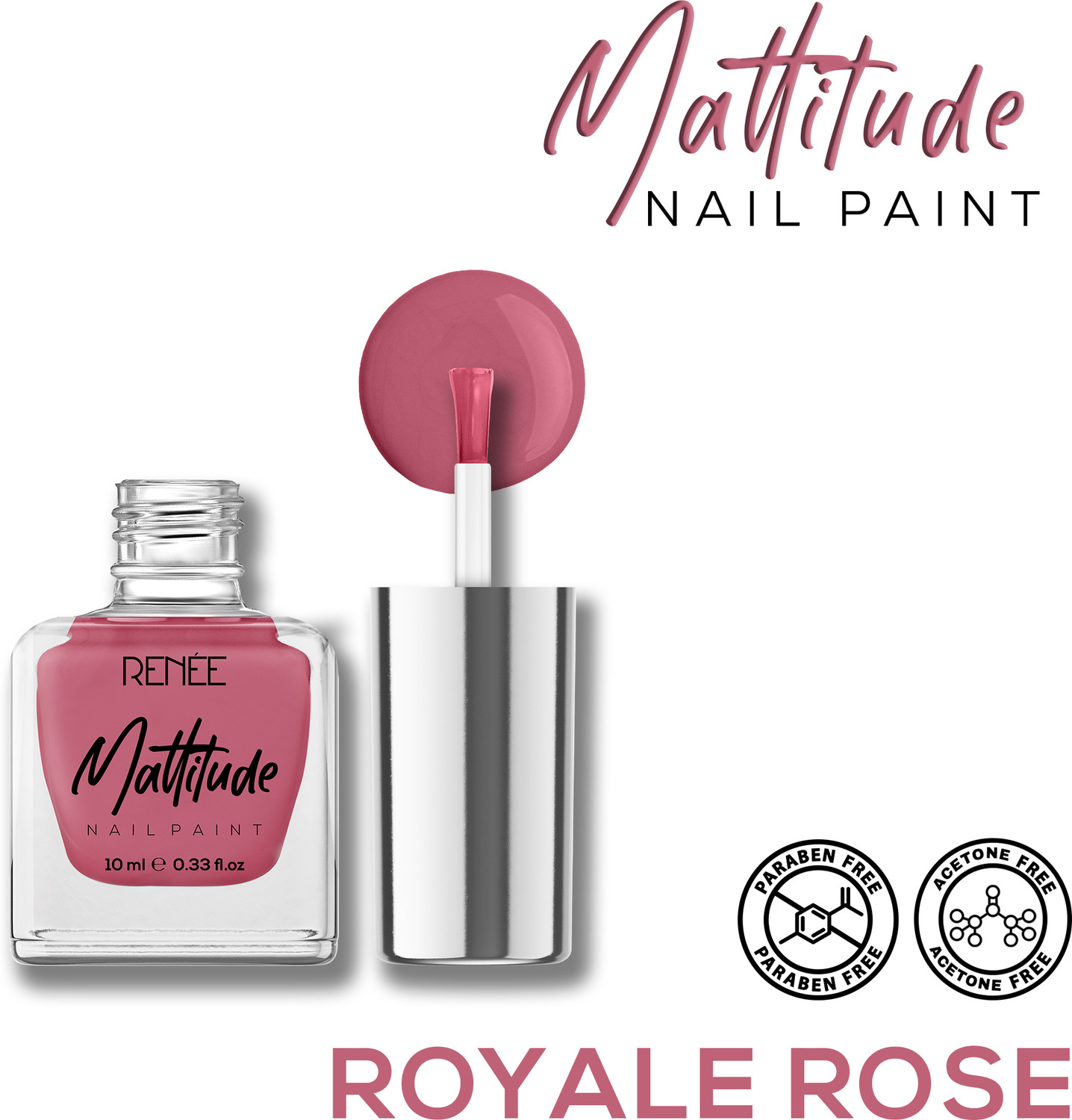 Image of Renee Mattitude Nail Paint Royale Rose | Chip Resisting Formula with High Coverage Royale Rose