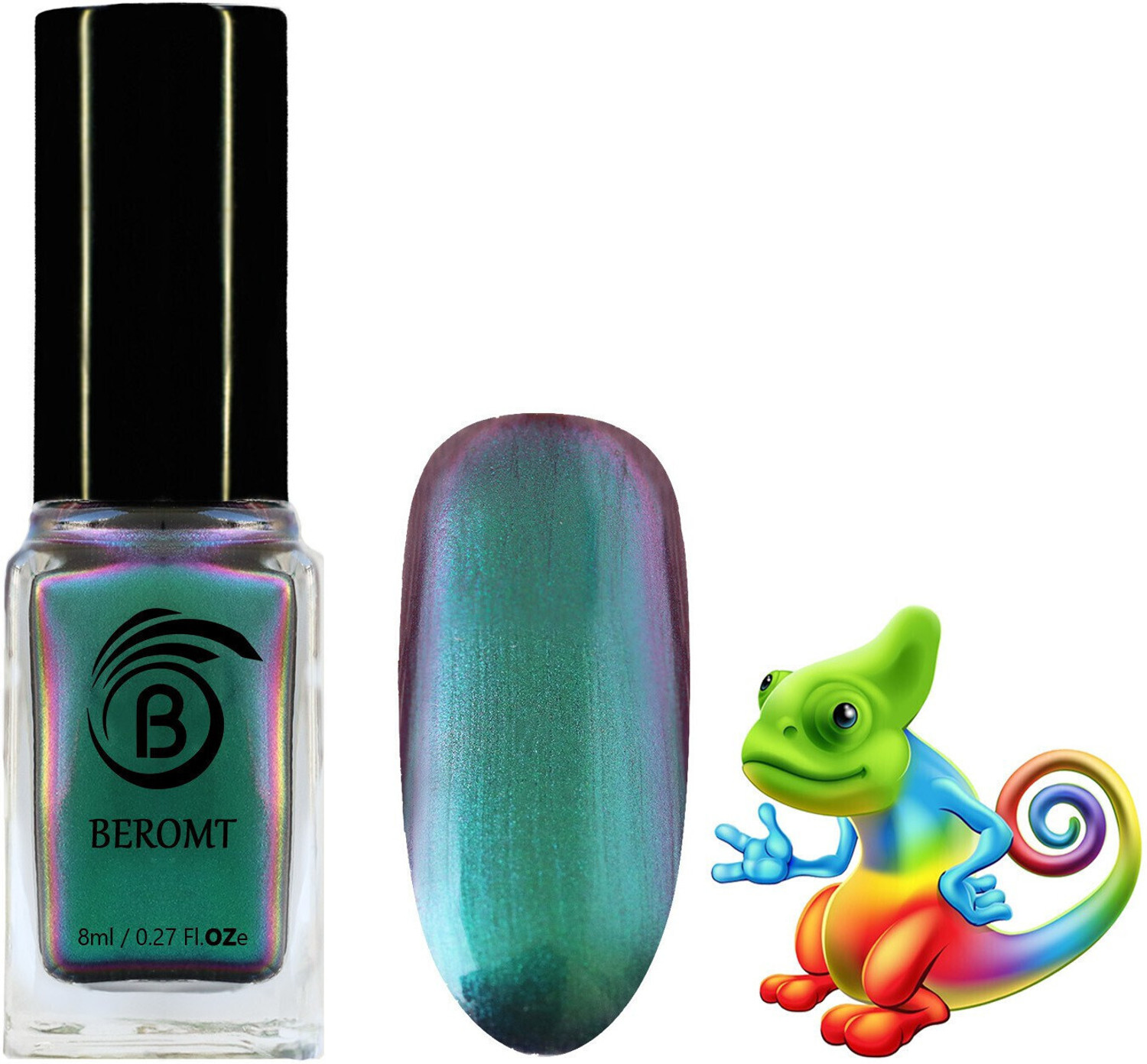 Image of BEROMT CHROME PRISMATIC NAIL POLISH-6002 Deep Green
