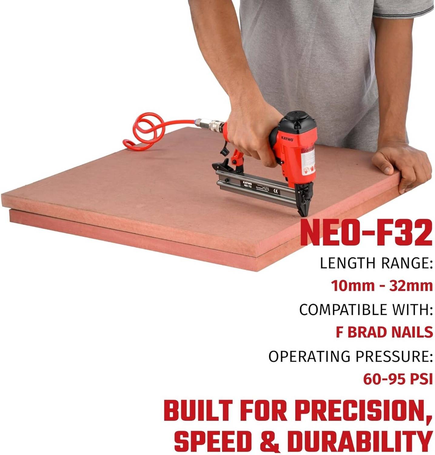 KAYMO Pneumatic Bradder Nailer NEO-F32 Red 10-32mm With BR18G25