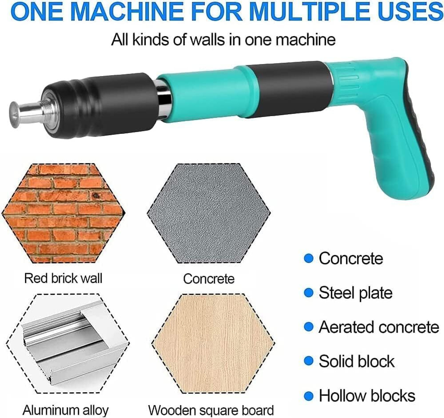 Image of Bonsly Concrete Nail Gun Manual Steel Nail Gun Tool, Concrete Nail Gun Cordless Nailer