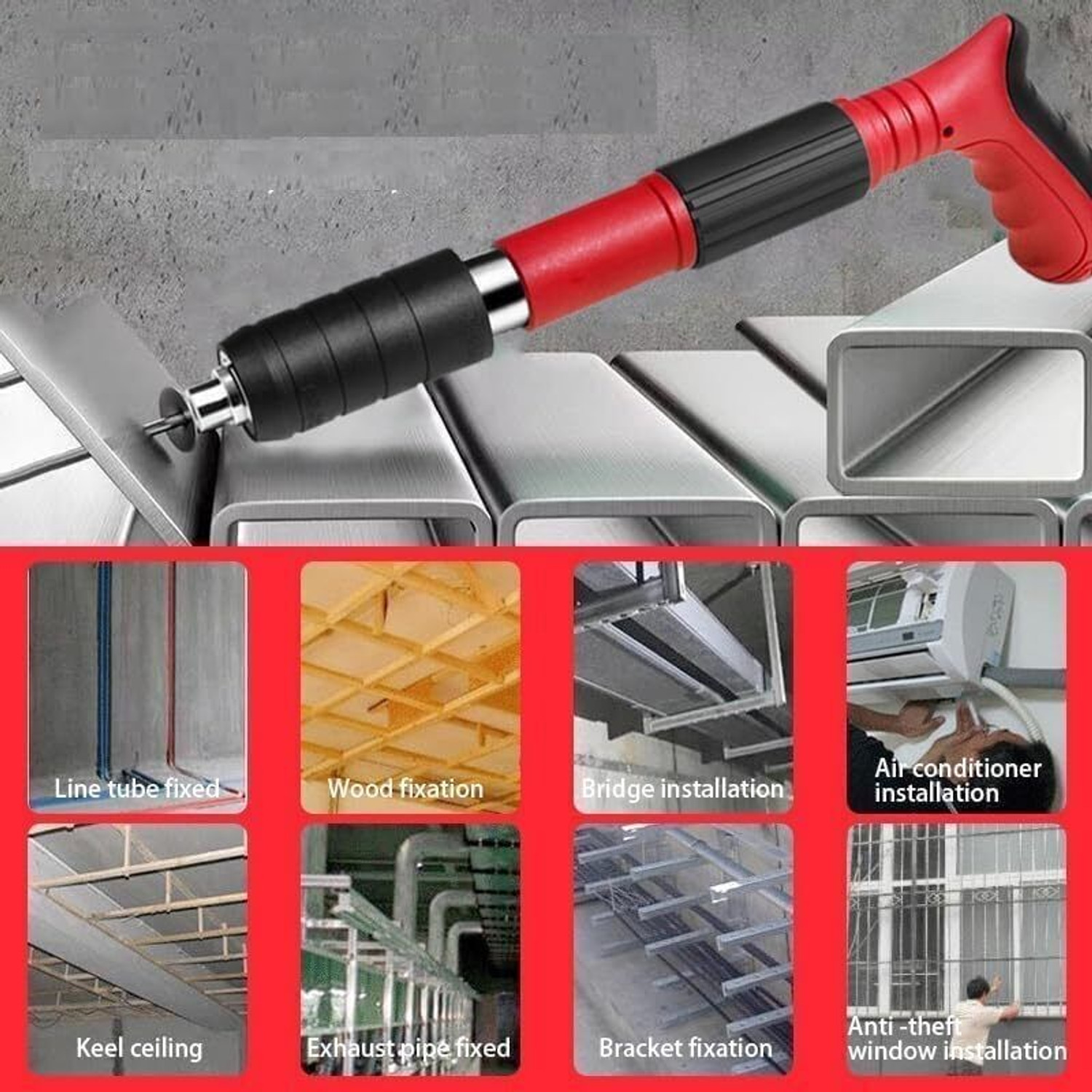 Image of ramakrishnavan 08H Nail Gun Manual Steel Nails Round Nails 100 pcs Heavy Duty Squeeze Rivet Gun Cordless Nailer