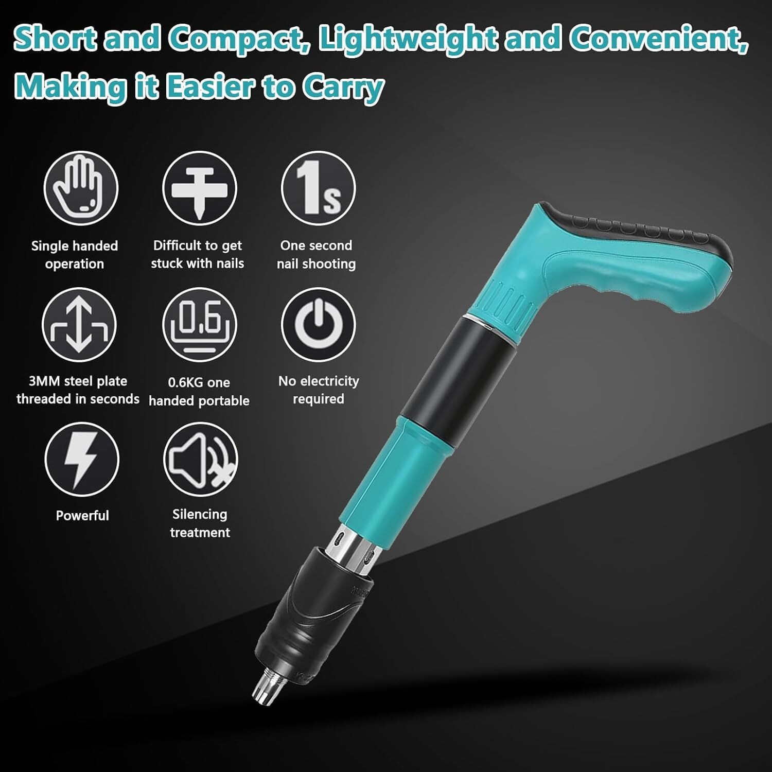 Image of REMICH Manual Steel Nail Gun Tool 20pcs Nails Wall Fastening Tool For Cement Concrete 5 Speed Adjustable Manual Steel Nail Gun, Portable Nail Shooting Machine Cordless Nailer