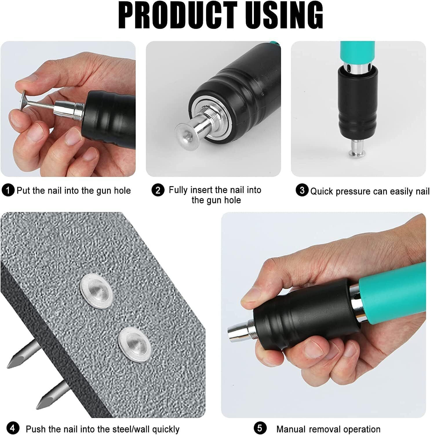 Image of Bonsly Concrete Nail Gun Manual Steel Nail Gun Tool, Concrete Nail Gun Cordless Nailer