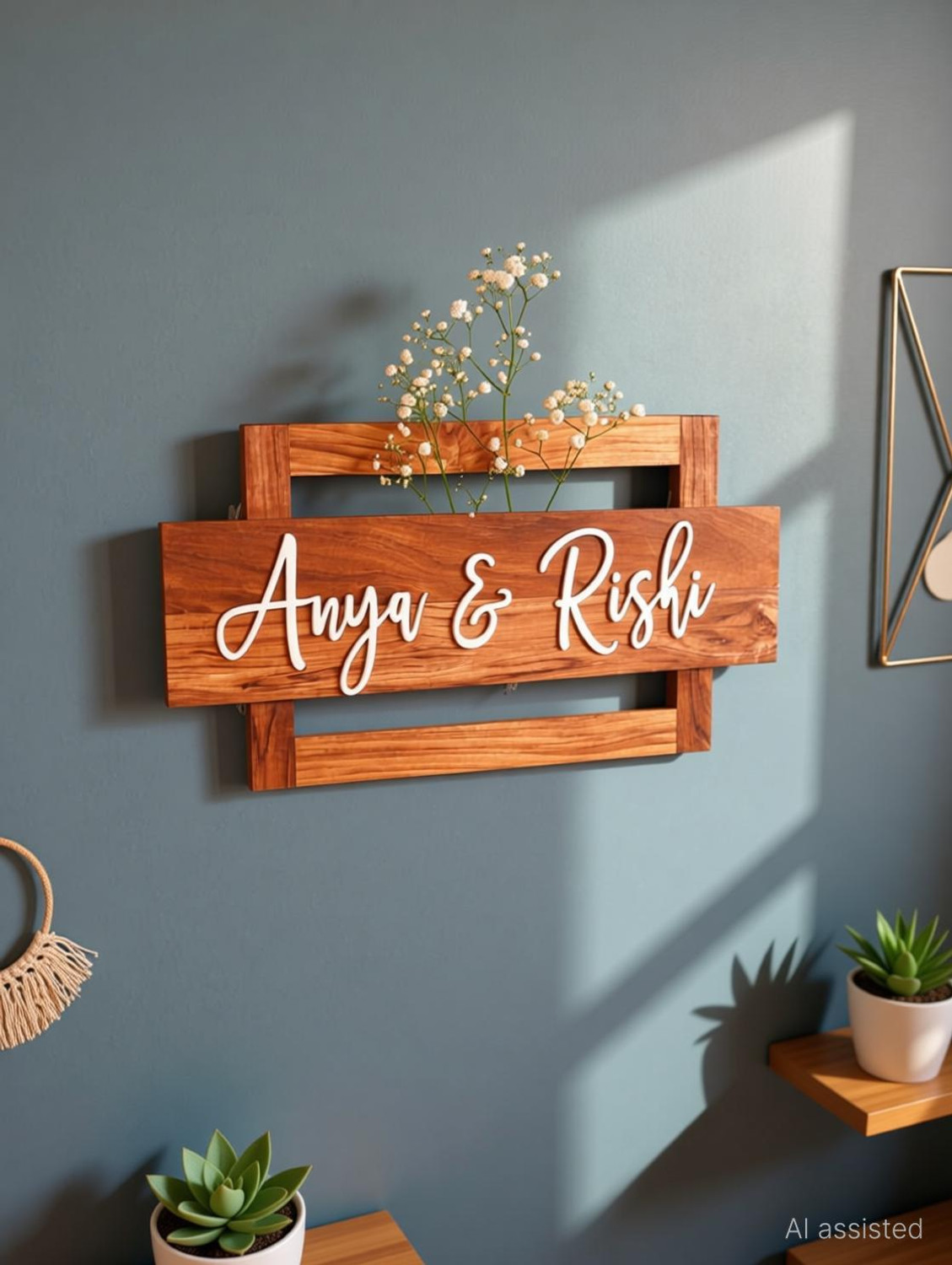 Image of ArtOrigin Wooden Name plate For Home with Your Name For Flats,Outdoor,Indoors Name Plate
