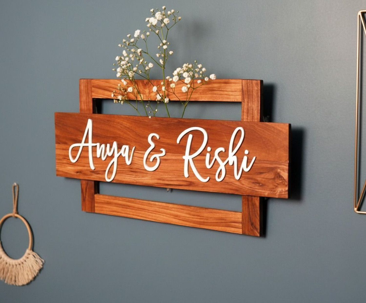 Image of ArtOrigin Wooden Name plate For Home with Your Name For Flats,Outdoor,Indoors Name Plate