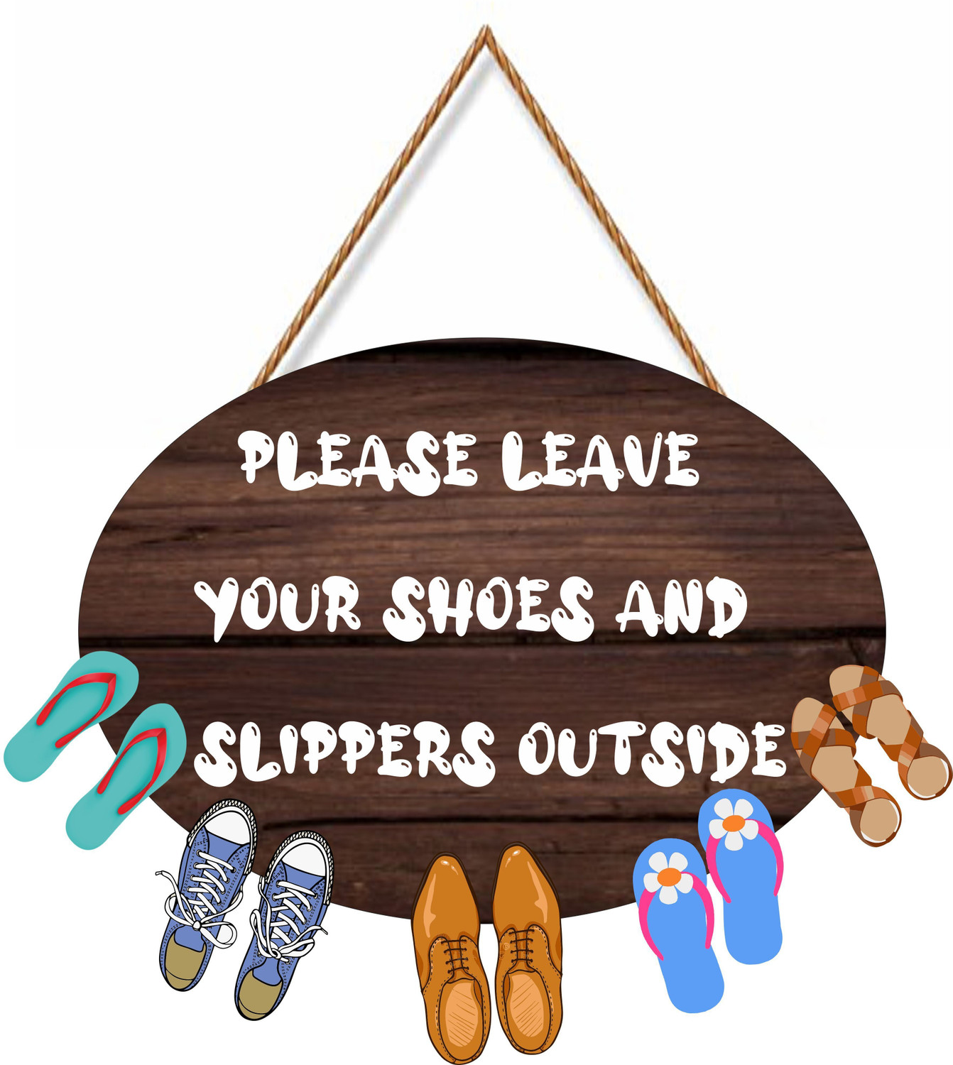 Image of SHIV COLLECTION Wooden Please Leave Your Shoes And Sliiper Wooden Shoes wall Hanging For Home Door Name Plate