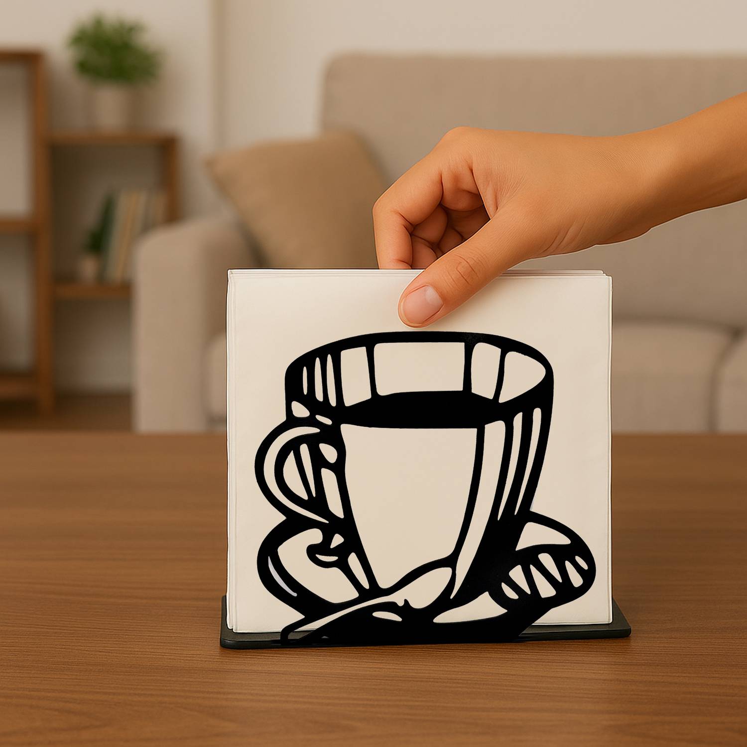 Capital Mart Cup Shape Tissue Paper Holder for Table | Decorative Napkin Holder Stand Set of 1 Napkin Rings