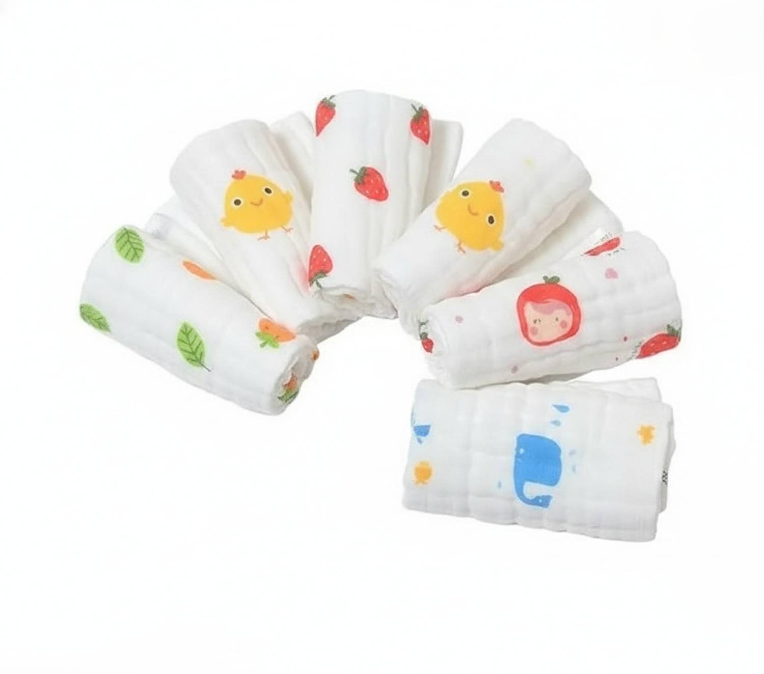 AAROVI Baby Muslin Cotton Face Towels / Wash Cloths for Newborn & Infant – Soft White Cloth Napkins