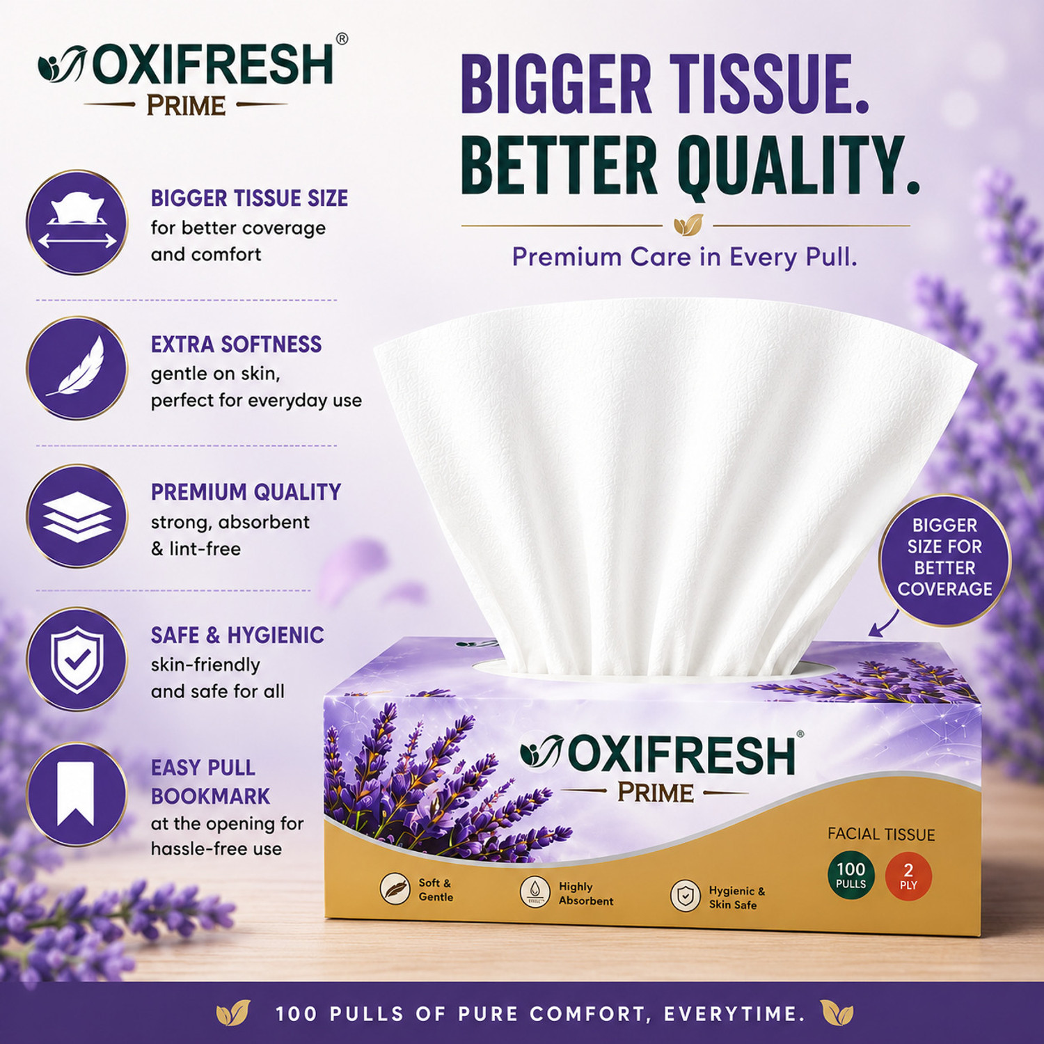 Image of Oxi Fresh Tissue Box 2 Ply 1050 Sheets | 85 Pulls Pack of 6 | Facial Tissue |Car Tissue Multicolor Paper Napkins