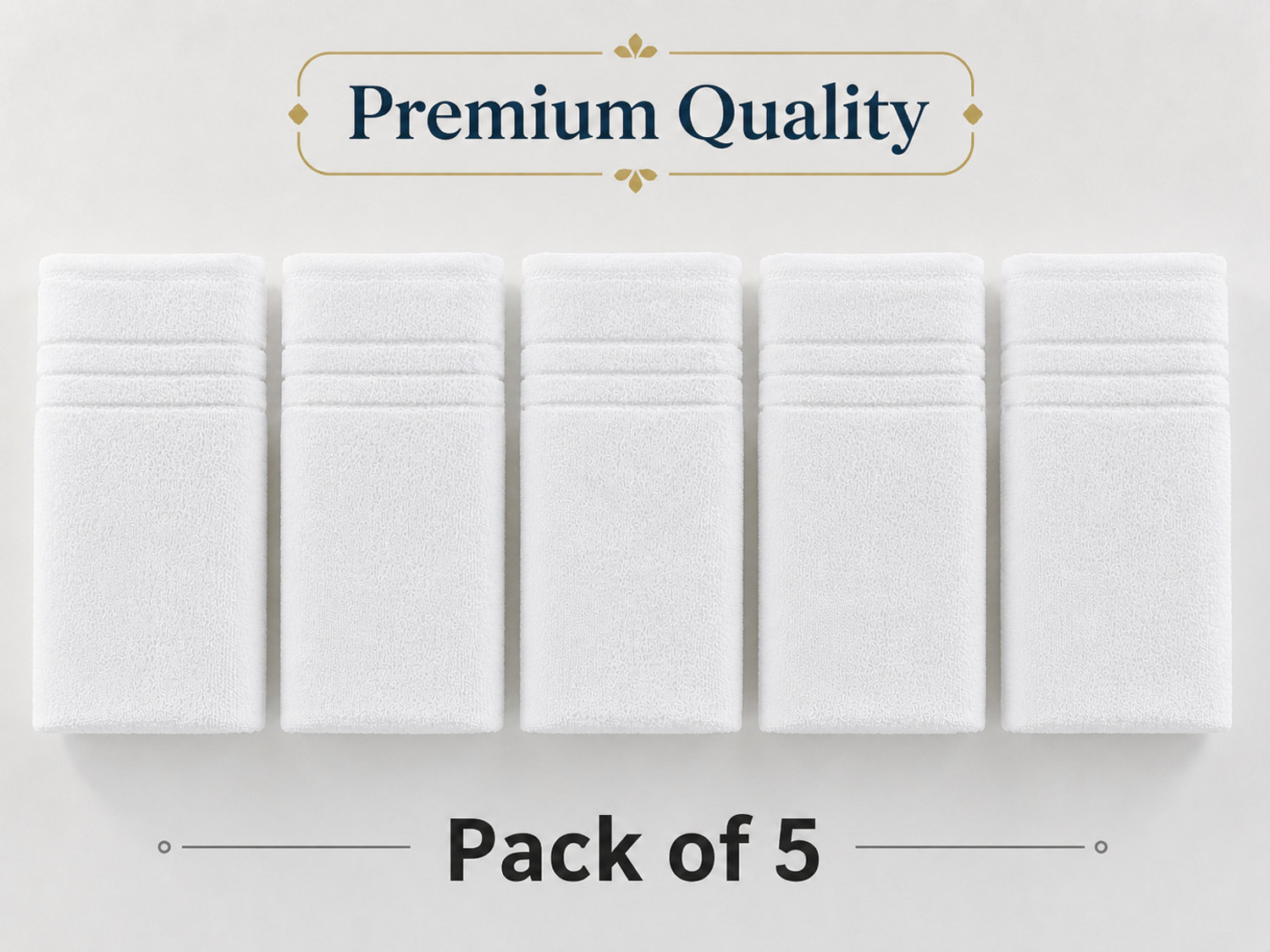 Image of VarniEcom Premium White Cotton Hand Towels Set | Soft & Absorbent- Pack of 5 White Cloth Napkins