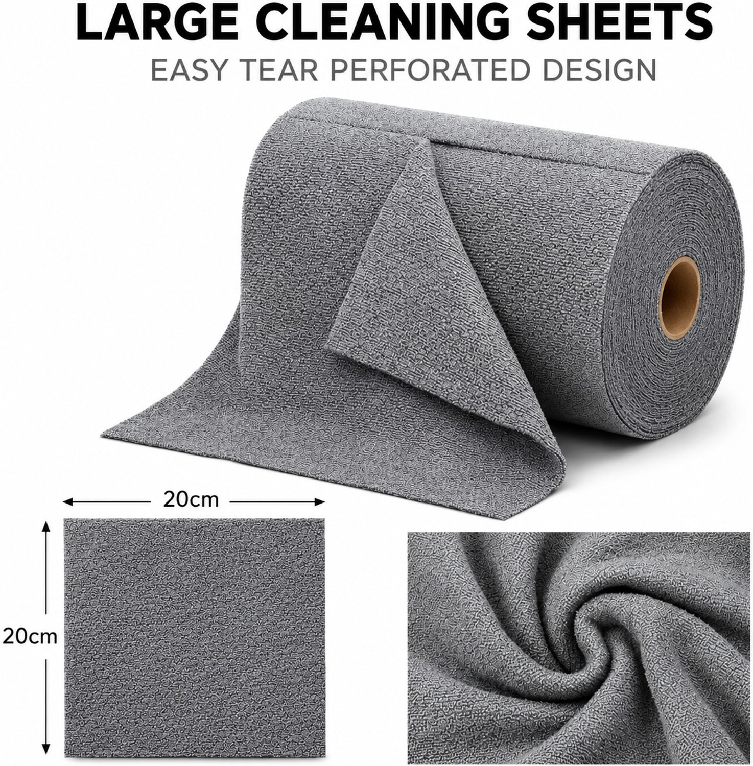 Image of ORJILO Microfiber Cleaning Cloth Roll 20 Pack Grey Cloth Napkins
