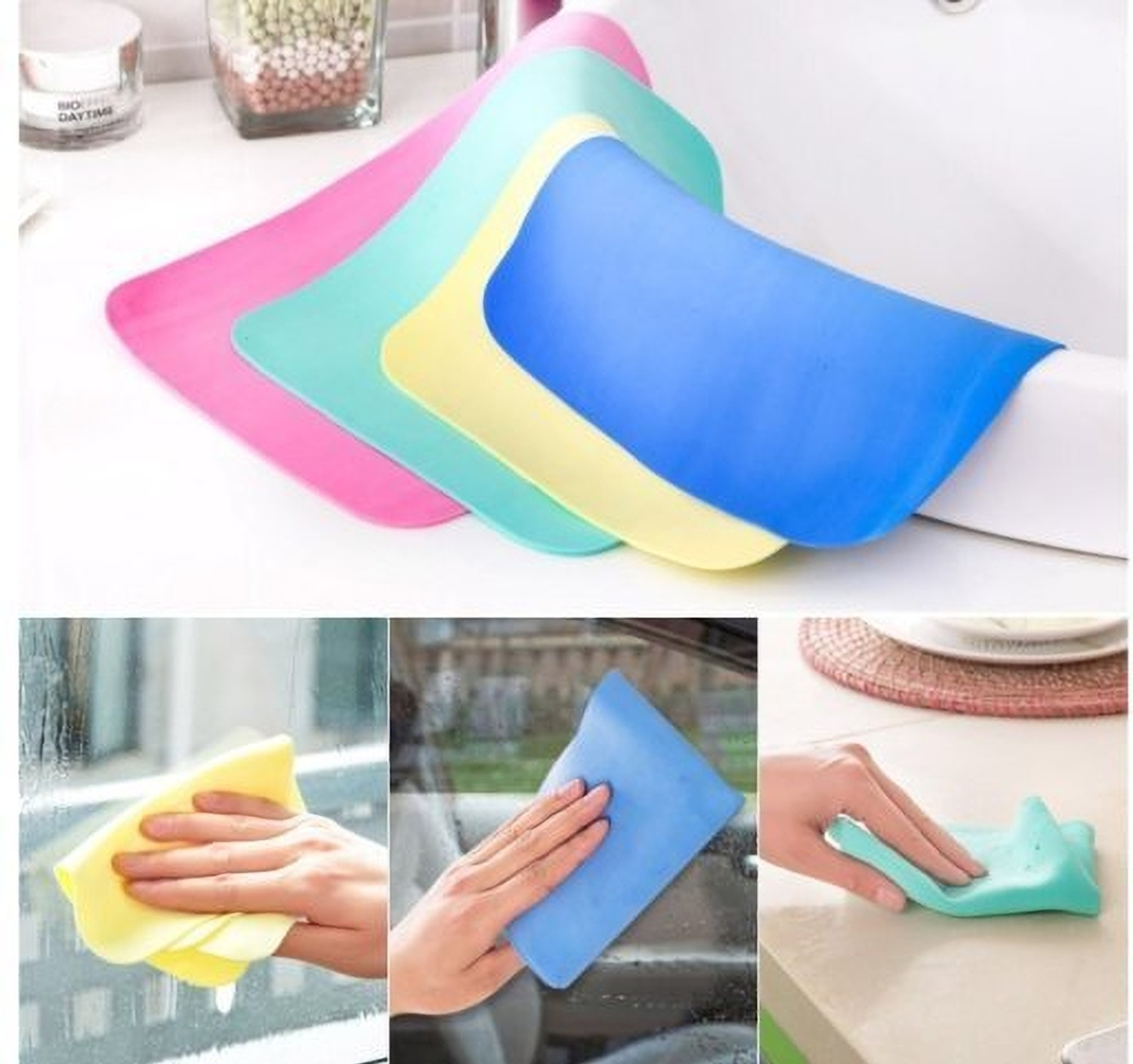 Image of D Shroniras Livora PVA Magic Towel, Super Absorbent Reusable Cloth for Car, Home & Kitchen Wet and Dry PVA Fibers Cleaning Cloth (3 Units)