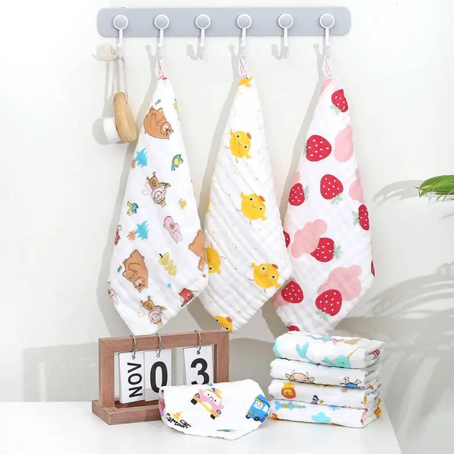 Babking Organic cotton printed baby muslin organic white muslin cotton cloths White Cloth Napkins