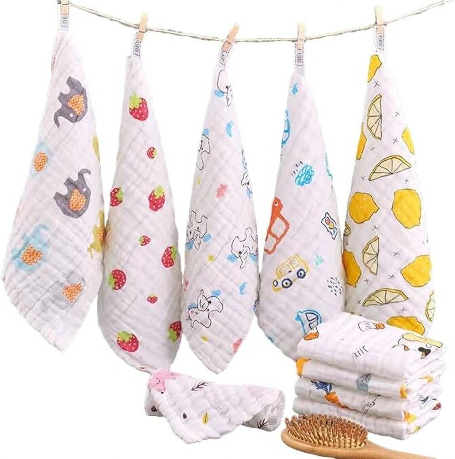 Bigbought Muslin Wash Cloth Organic Cotton Face Towel Handkerchief pack of 5
