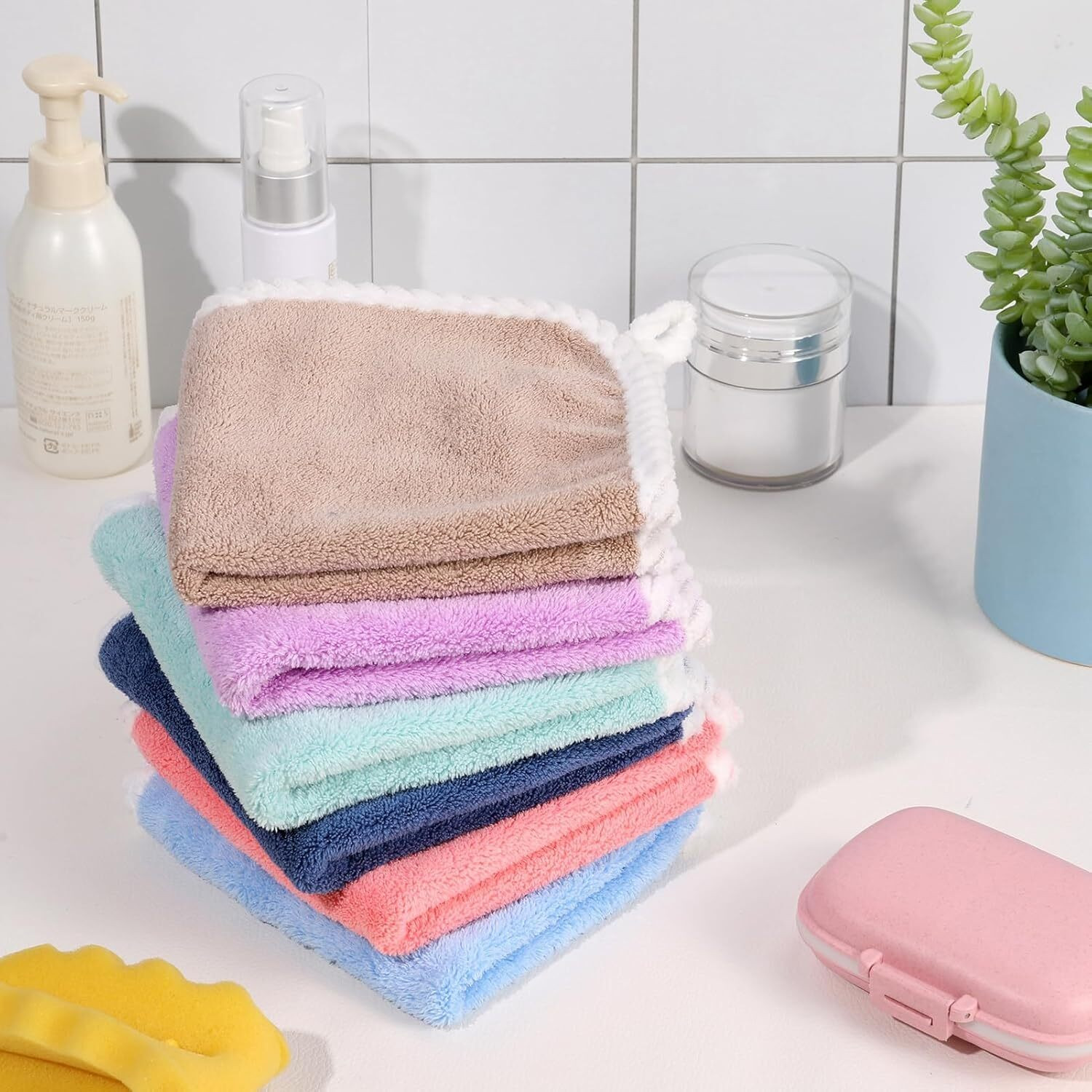 Image of MANAN Microfiber Kitchen Cloth Napkin, Cleaning Towel for Home, 10x10 Inch Multicolor Cloth Napkins