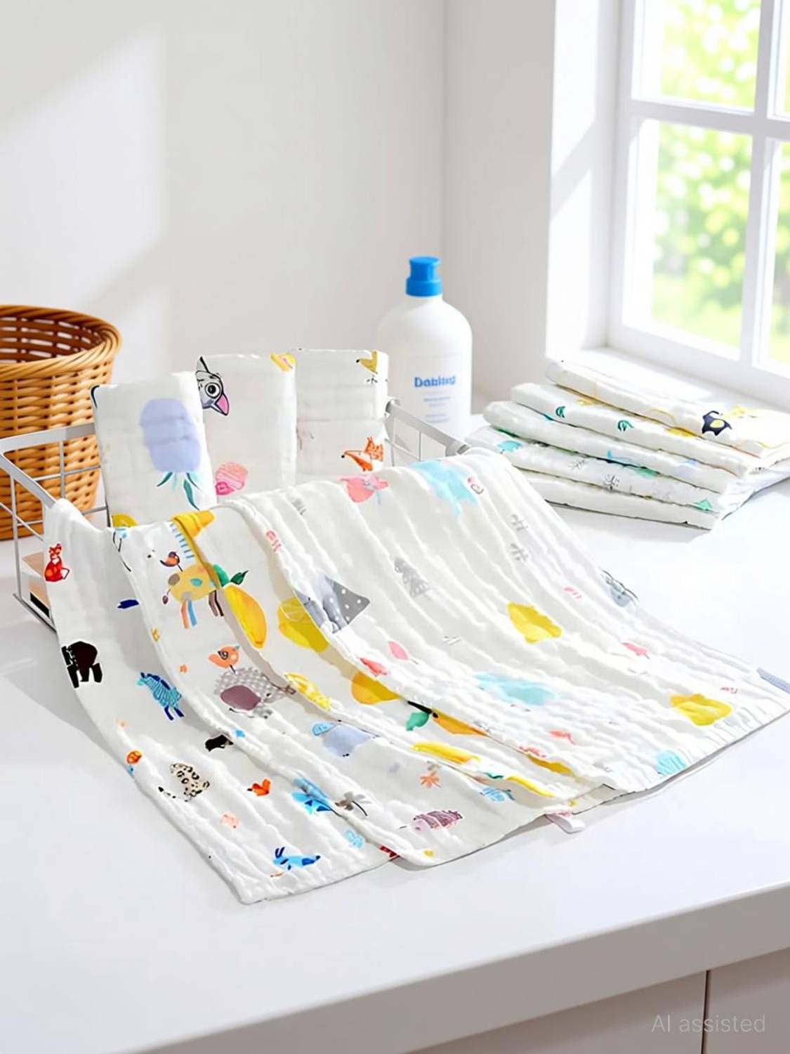 Babking Muslin 6 Layer Cotton Face Towels for Newborn White Cloth Napkins