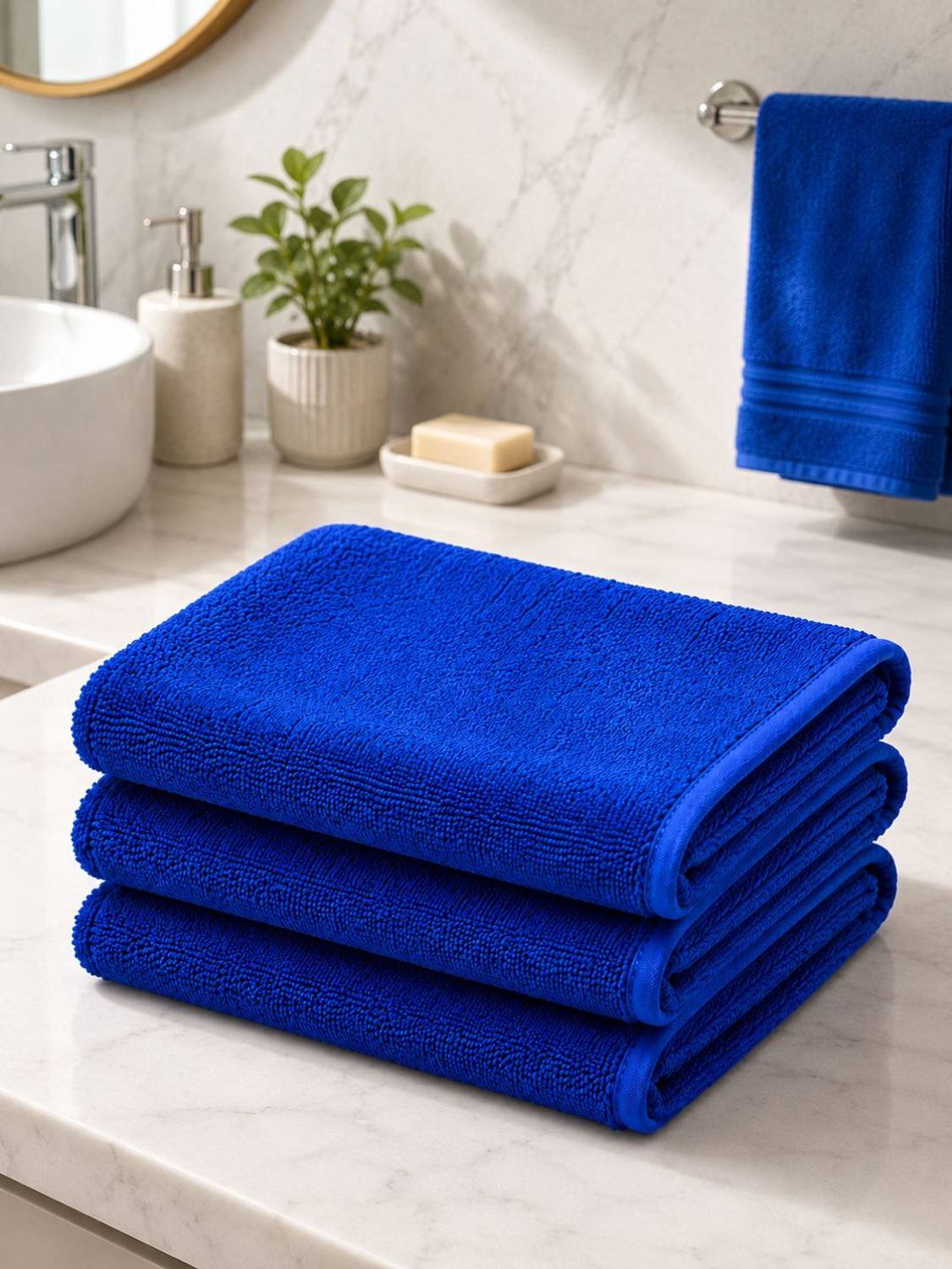Re:AcT FES POLAR OPPOSITE KMNZ NEROタオル Fezora Microfiber Hand Towel/Napkin Set of 2 40x40 cm Dark Blue