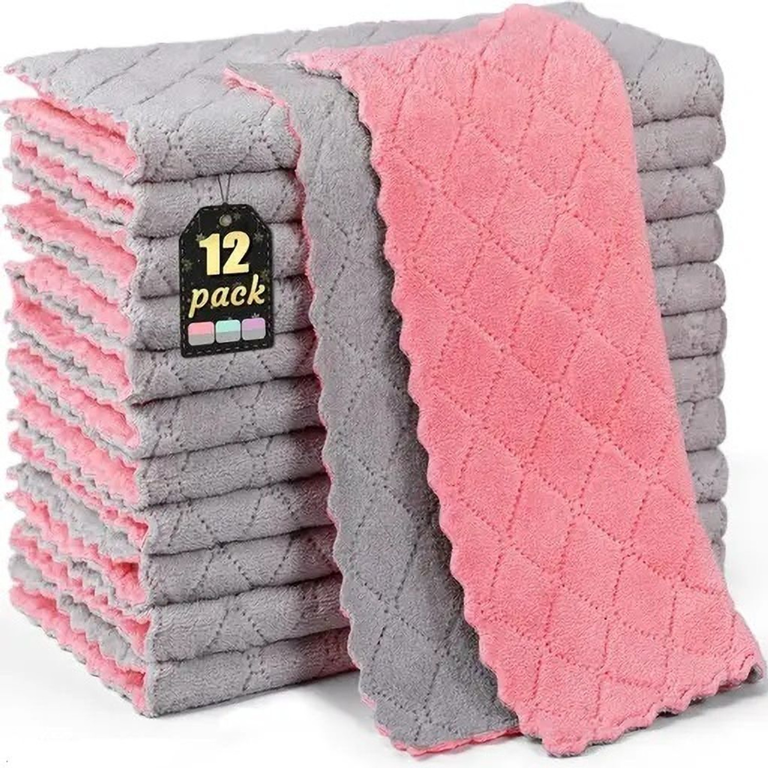 Image of AURAFINE Microfiber Kitchen Cloth Napkin, Cleaning Towel for House, Size 10x10 Inch Multicolor Cloth Napkins