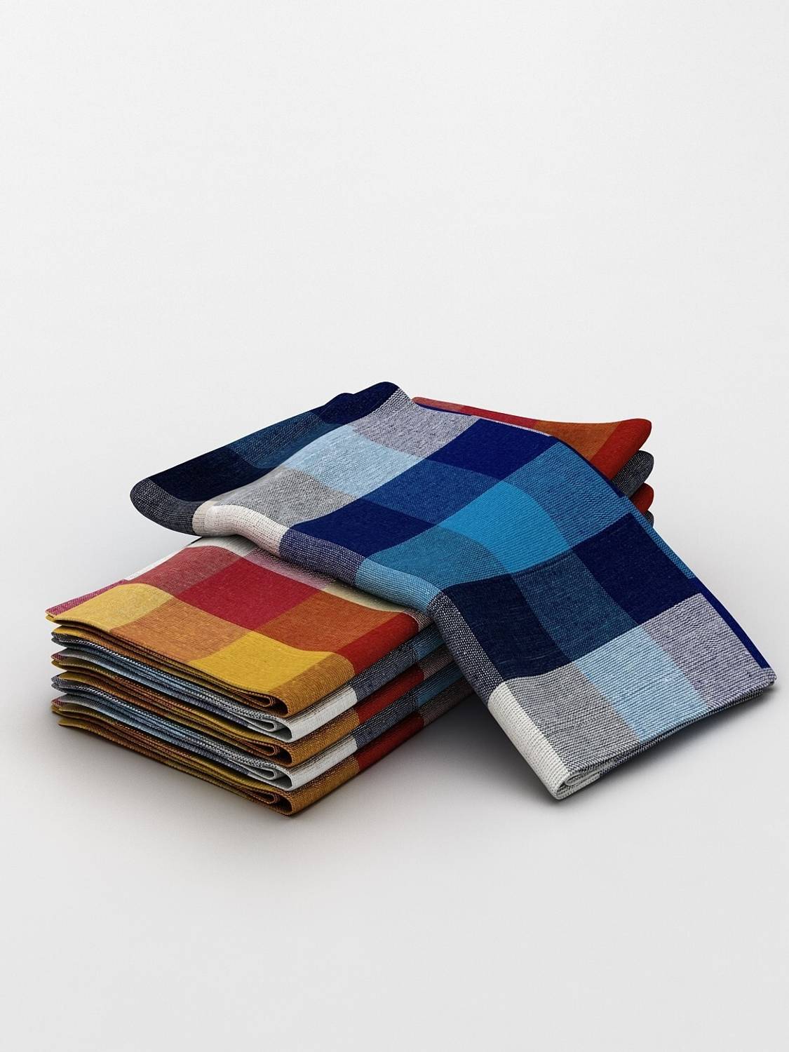 athom TRENDZ Big Checks Cotton Multipurpose Kitchen Towel/Cleaning Cloth 45x45 cm Pack of 6 Multicolor Cloth Napkins