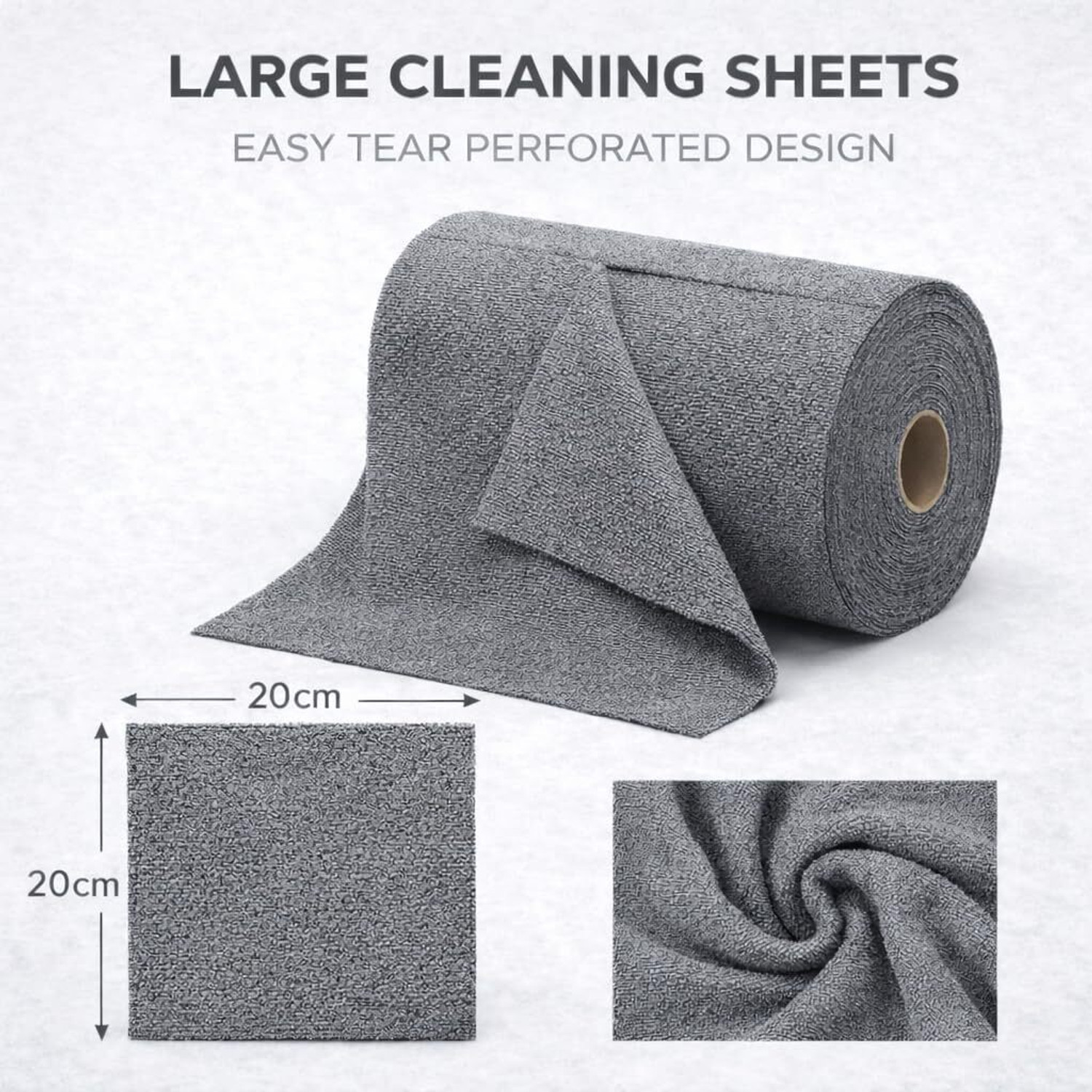 Image of KRIOVELLEA Microfiber Cleaning Cloth Roll 20 Pack Grey Cloth Napkins