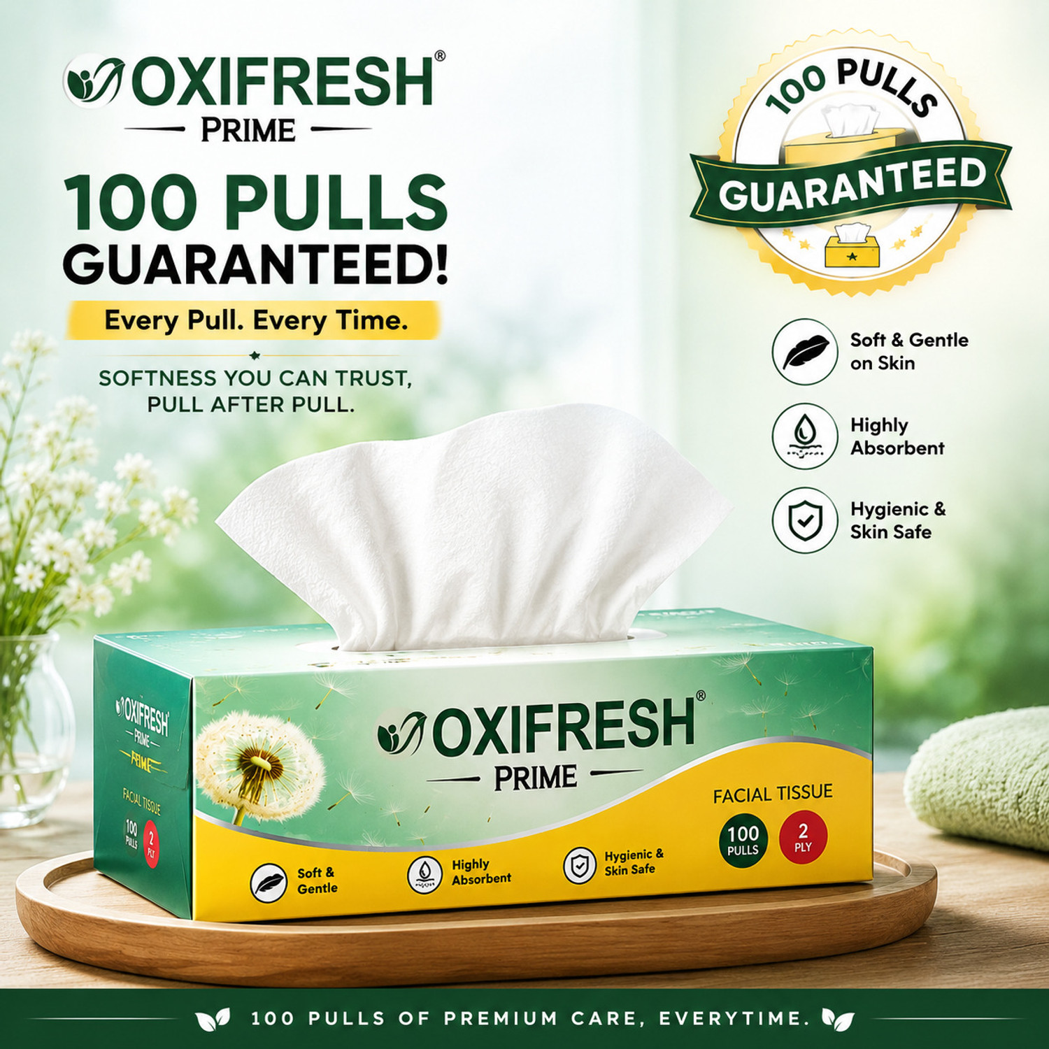 Image of Oxi Fresh Tissue Box 2 Ply 1050 Sheets | 85 Pulls Pack of 6 | Facial Tissue |Car Tissue Multicolor Paper Napkins