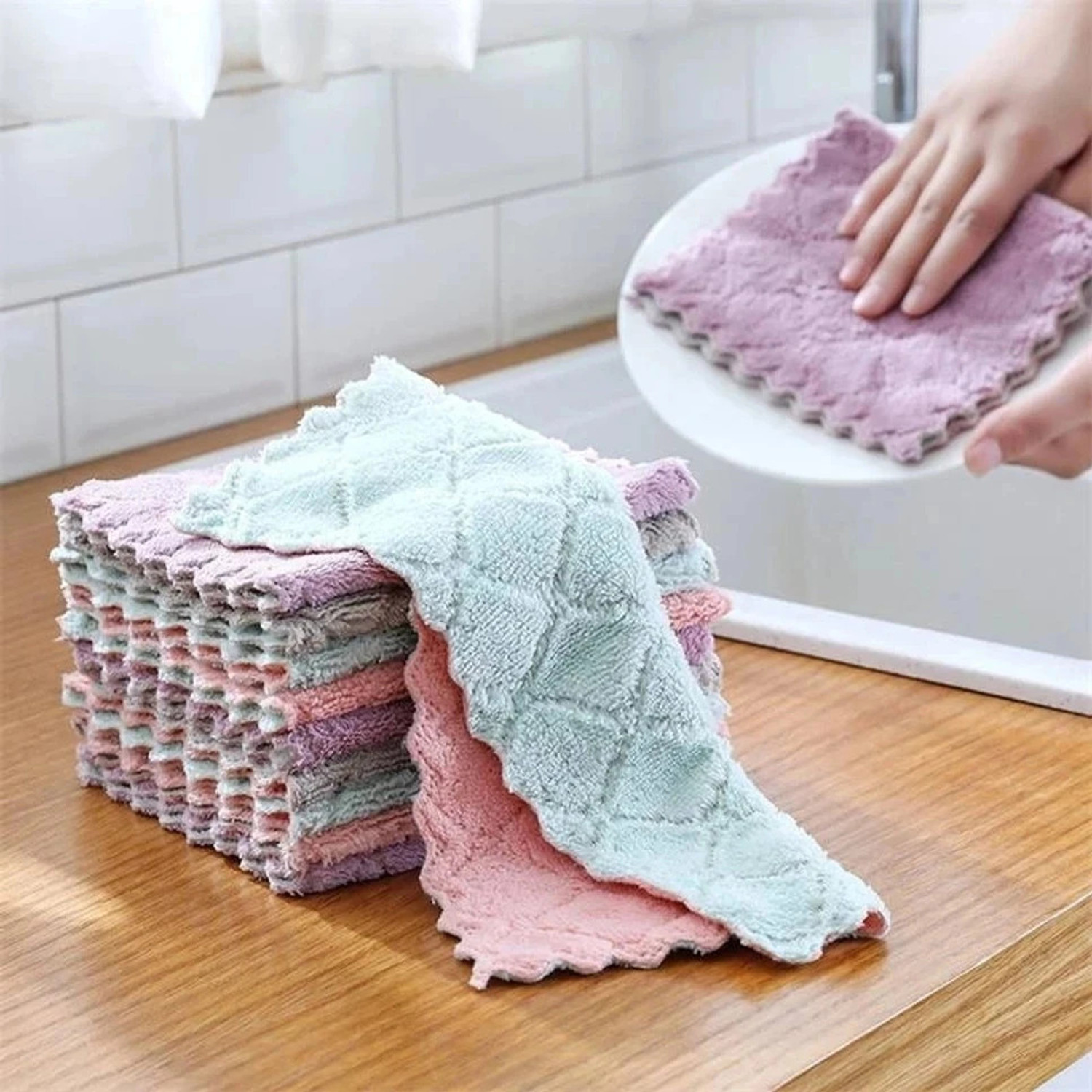 Image of GoodsGarden Highly Absorbant Microfibre Kitchen Cleaning cloth Multicolor Cloth Napkins