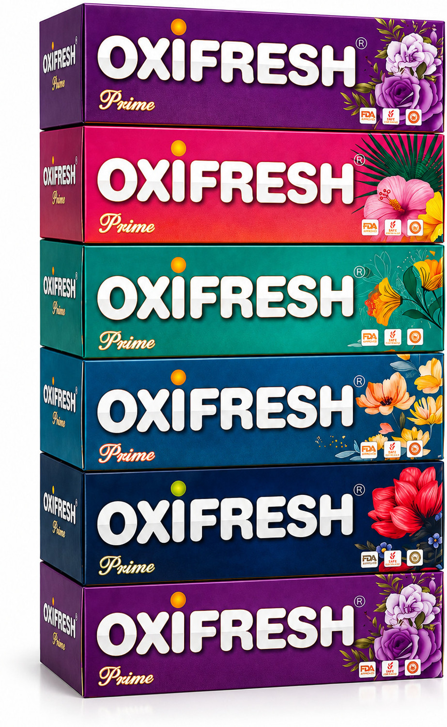 Image of Oxi Fresh Tissue Box 2 Ply 1050 Sheets | 85 Pulls Pack of 6 | Facial Tissue |Car Tissue Multicolor Paper Napkins