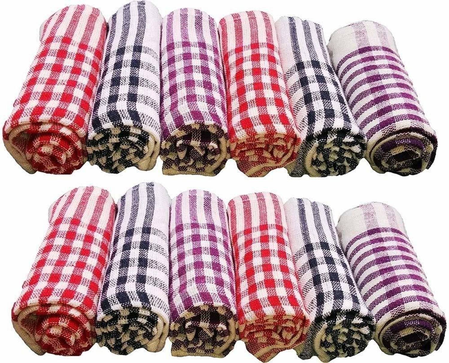 AkiN 100% Cotton Cleaning Cloth Kitchen, Table Wipe Multipurpose Napkin (15X15 Inch, Multicolour) - Pack of 12 Multicolor Cloth Napkins