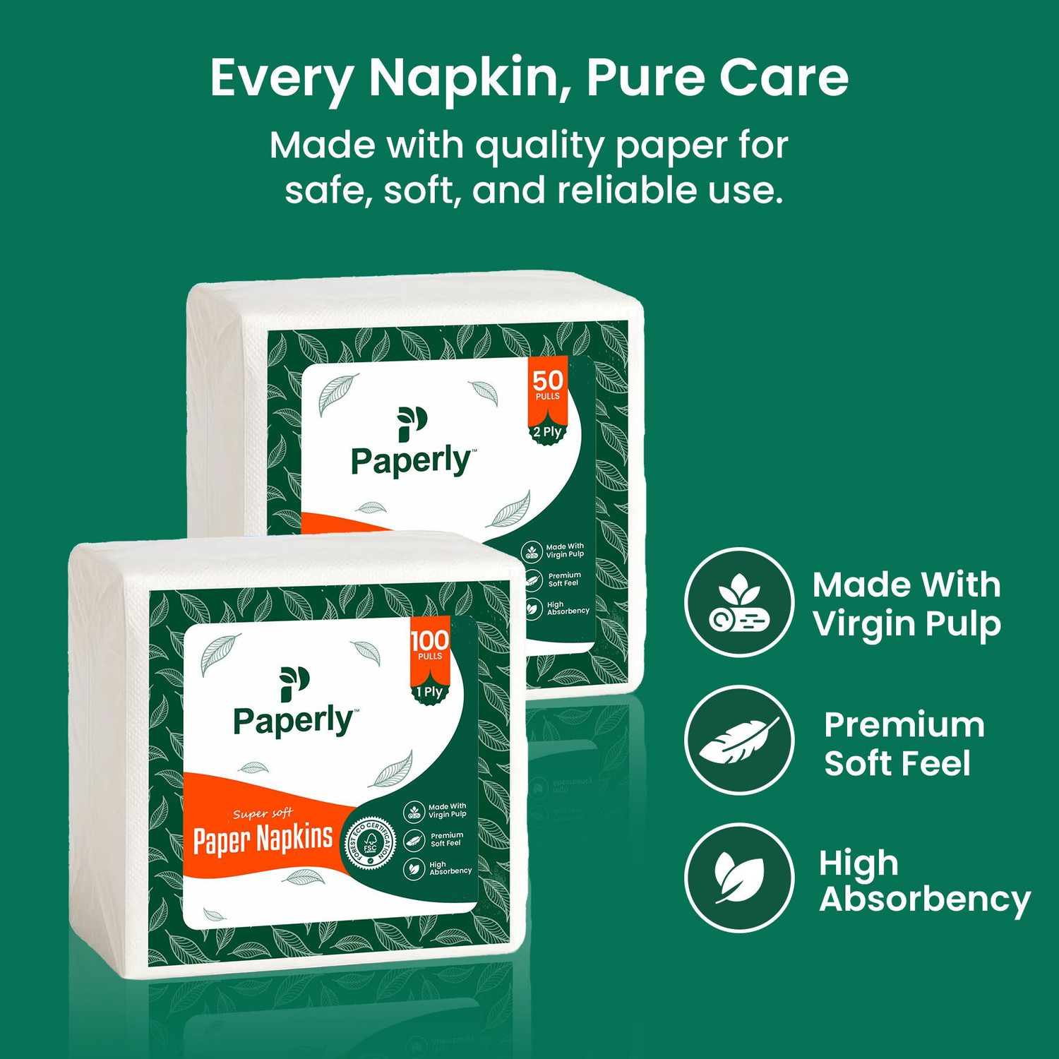 Image of Paperly TISSUE NAPKIN White Paper Napkins