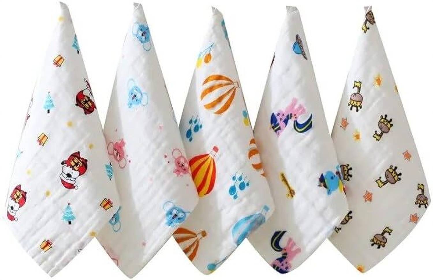 Bigbought Baby Muslin Wash Cloths Towels Cum Square Wipes – Super Absorbent Multicolor Cloth Napkins