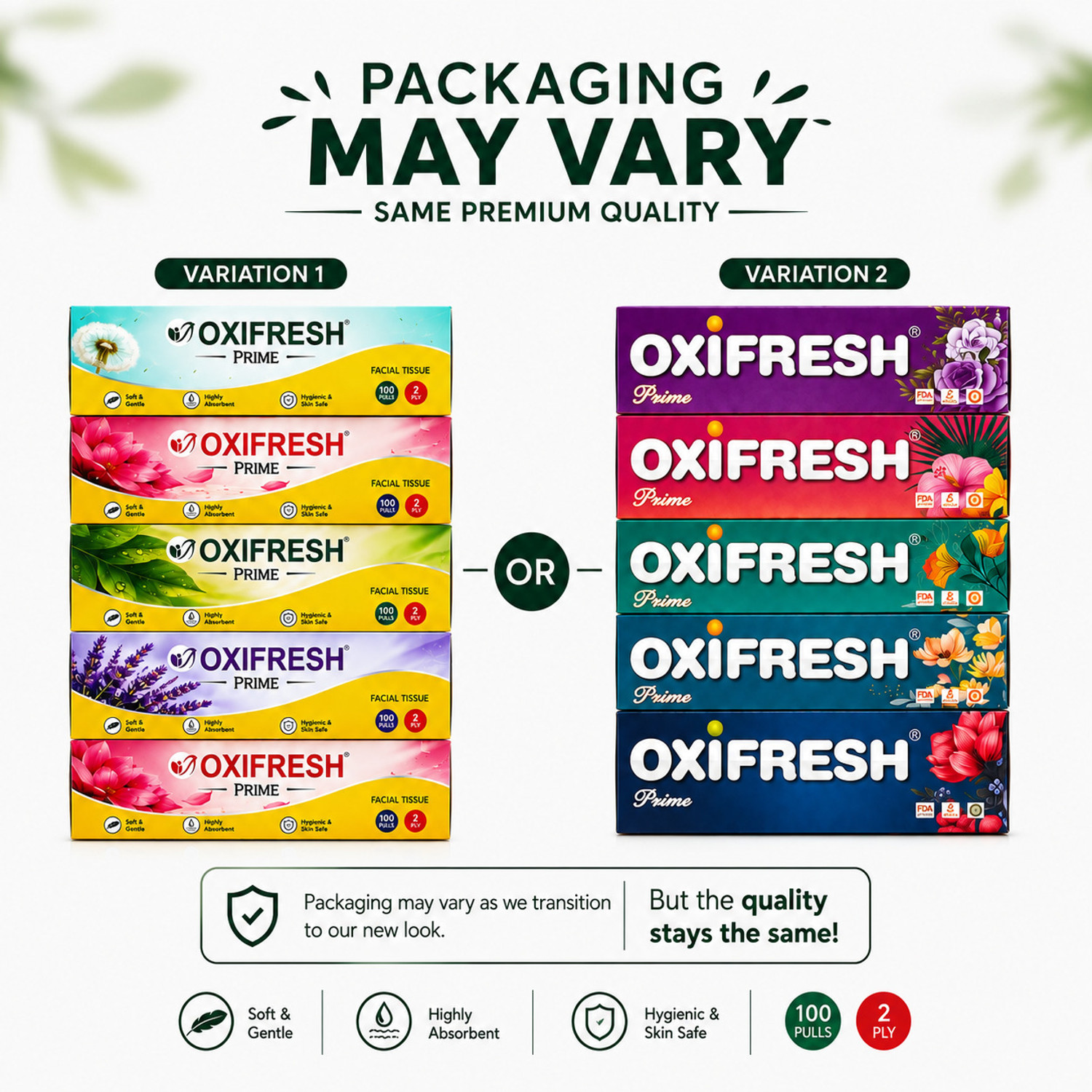 Image of Oxi Fresh Tissue Box 2 Ply 1050 Sheets | 85 Pulls Pack of 6 | Facial Tissue |Car Tissue Multicolor Paper Napkins