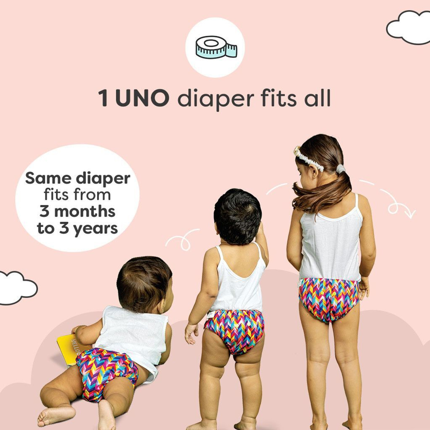 Image of Superbottoms Cloth Diapers for babies - Combo Pack of 3 Freesize UNO- New Version| Reusable